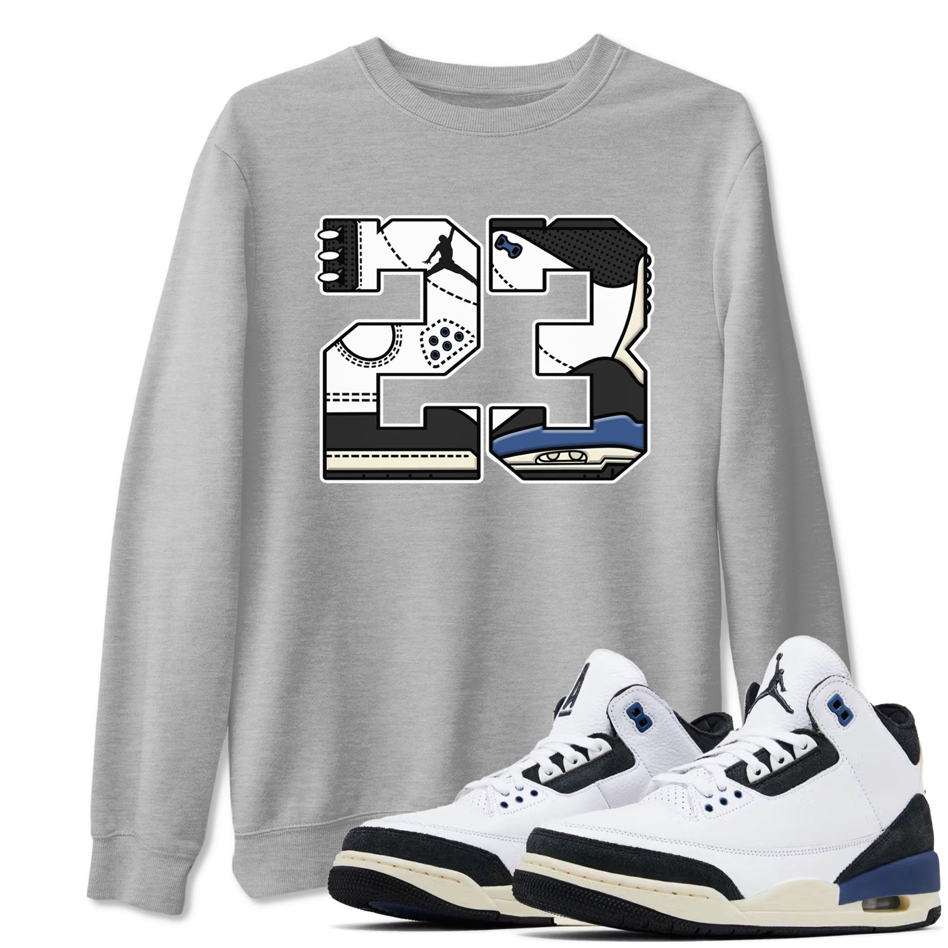 3s For The Love to match jordans 23 sneaker match tees A Ma Maniere x Air Jordan 3 Diffused Blue match shoes to clothes SNRT Sneaker Tees unisex cotton Heather Grey 1 shirts