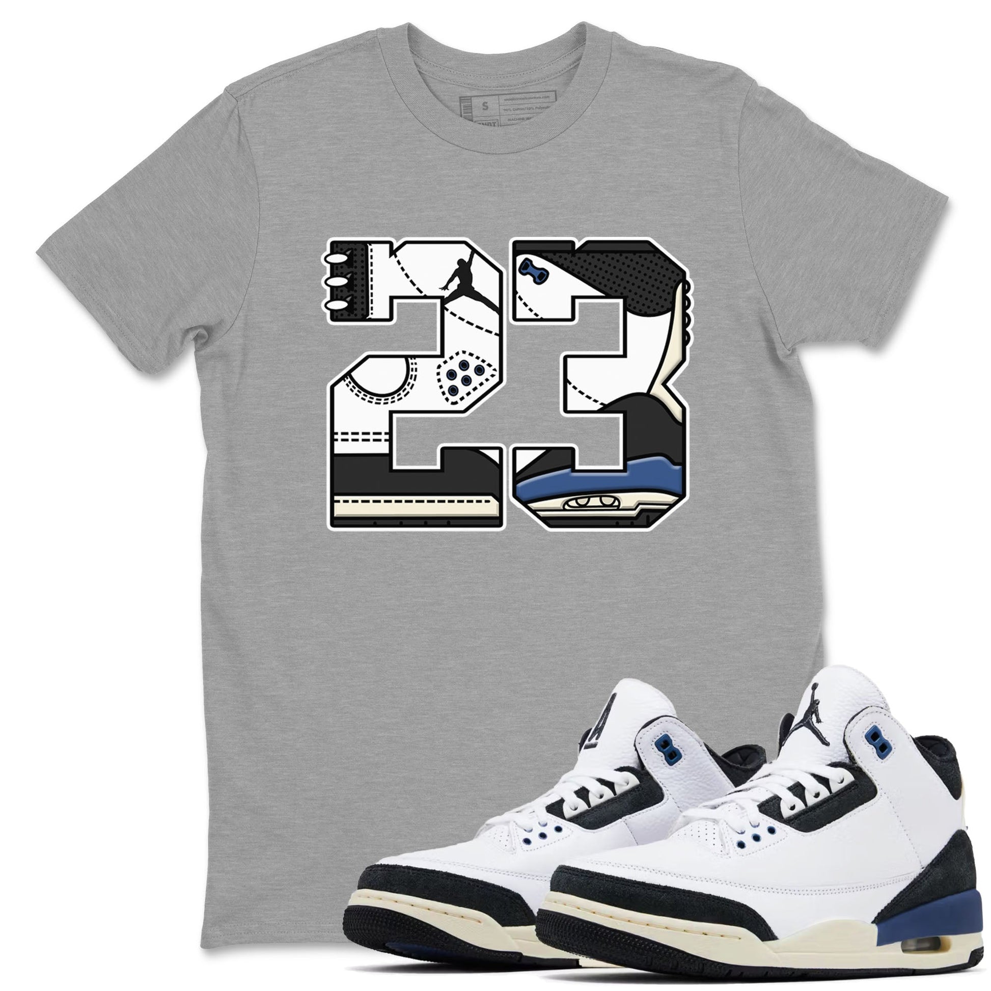 3s For The Love to match jordans 23 sneaker match tees A Ma Maniere x Air Jordan 3 Diffused Blue match shoes to clothes SNRT Sneaker Tees unisex cotton Heather Grey 1 shirts