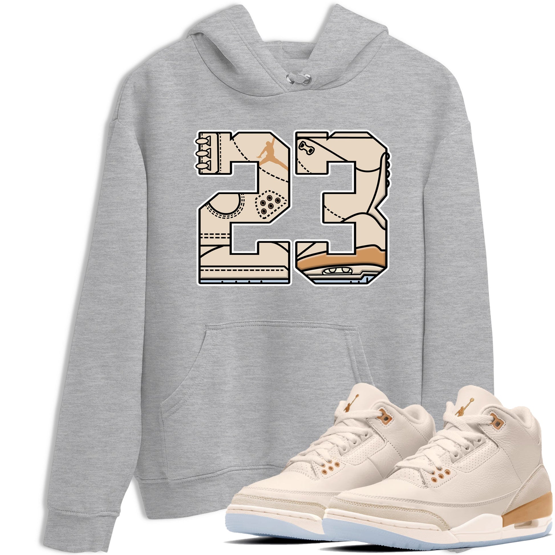Sneaker match tees – Sneaker Tees To Match Air Jordan 3 Champagne and Oysters Shoes – 23 Tee Heather Grey 1