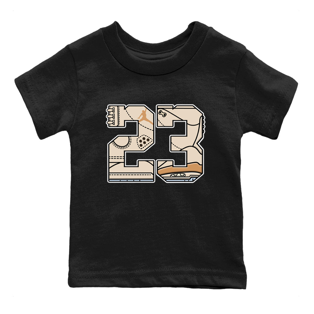 Sneaker match tees – Sneaker Tees To Match Air Jordan 3 Champagne and Oysters Shoes – 23 Kids T-Shirt Black 2
