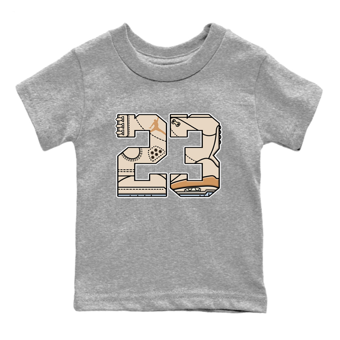Sneaker match tees – Sneaker Tees To Match Air Jordan 3 Champagne and Oysters Shoes – 23 Kids T-Shirt Heather Grey 2
