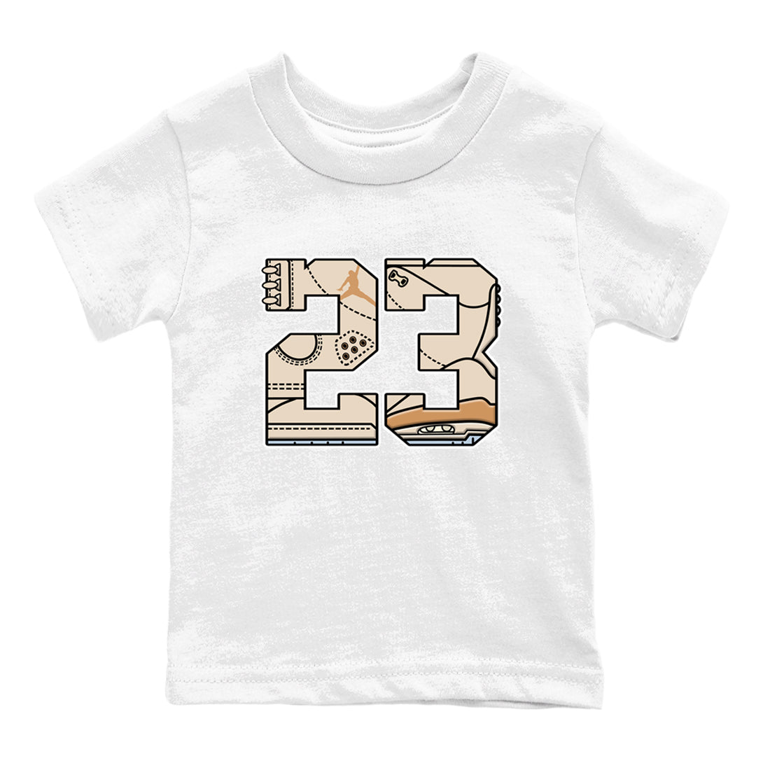 Sneaker match tees – Sneaker Tees To Match Air Jordan 3 Champagne and Oysters Shoes – 23 Kids T-Shirt White 2