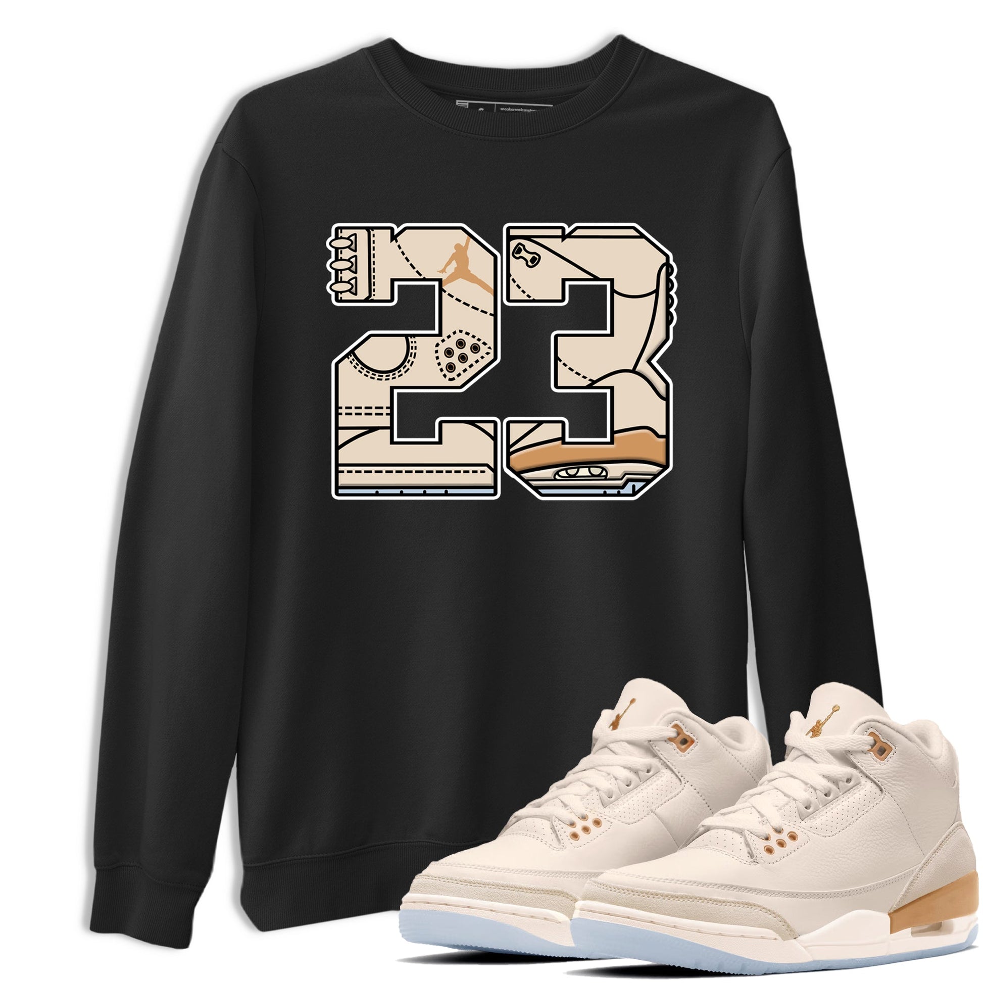 Sneaker match tees – Sneaker Tees To Match Air Jordan 3 Champagne and Oysters Shoes – 23 Tee Black 1