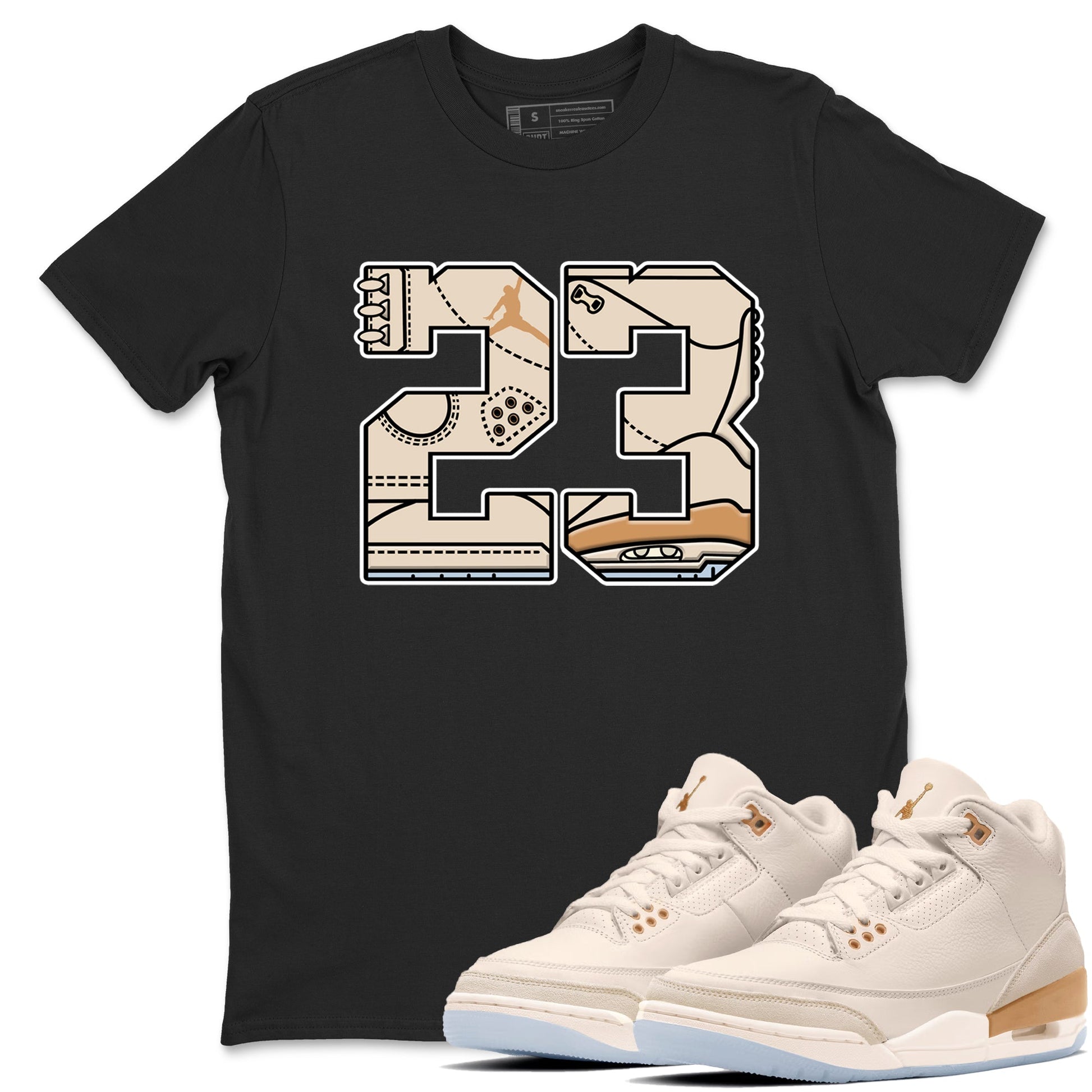 Sneaker match tees – Sneaker Tees To Match Air Jordan 3 Champagne and Oysters Shoes – 23 Tee Black 1