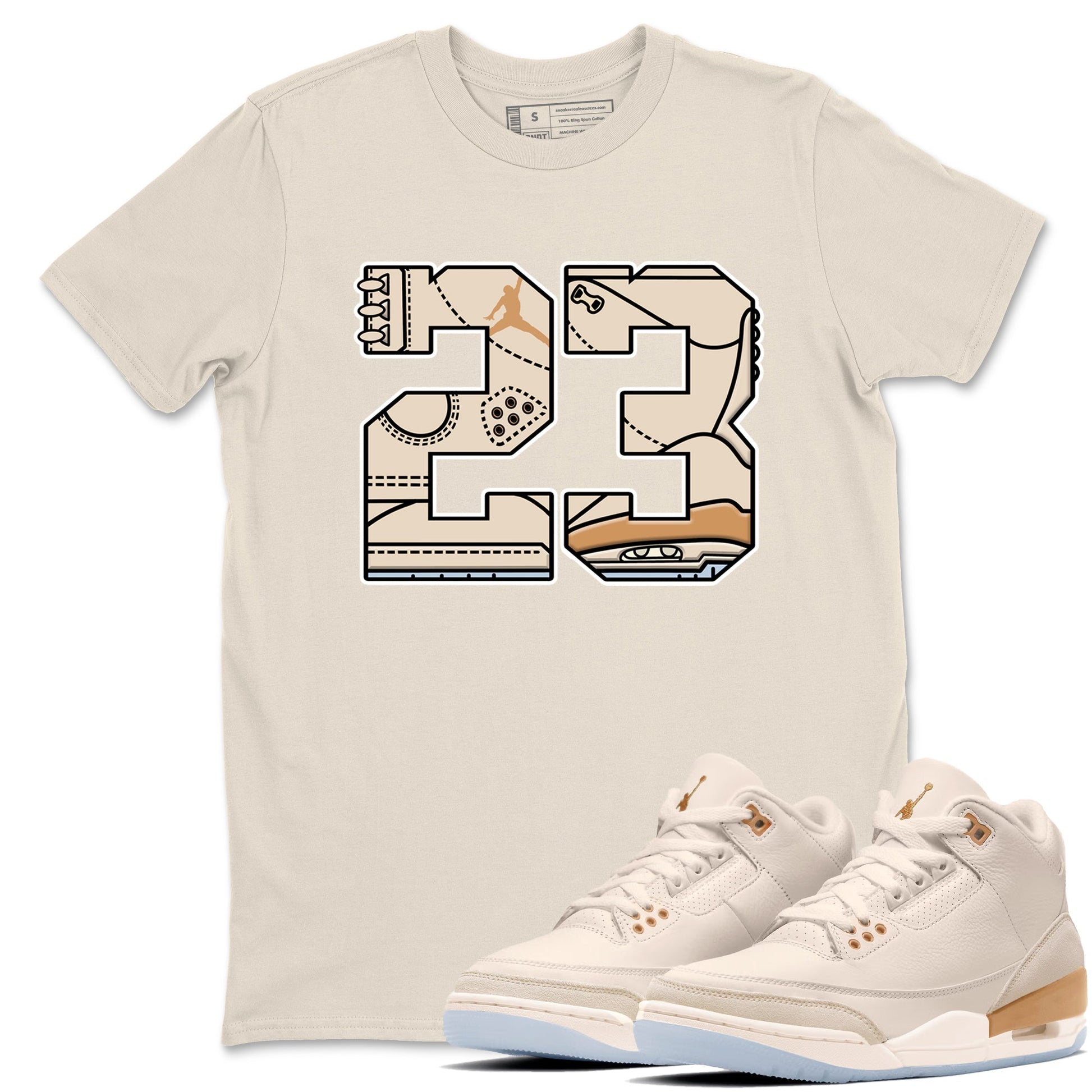 Sneaker match tees – Sneaker Tees To Match Air Jordan 3 Champagne and Oysters Shoes – 23 Tee Natural 1