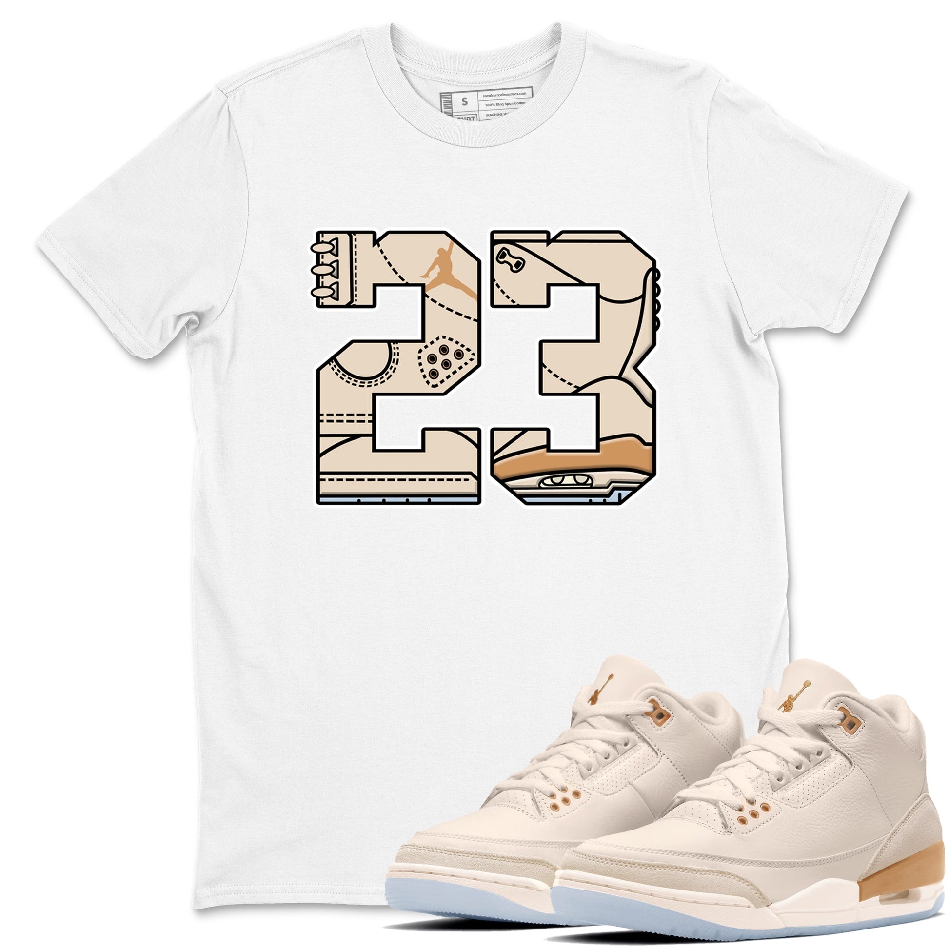 Sneaker match tees – Sneaker Tees To Match Air Jordan 3 Champagne and Oysters Shoes – 23 Tee White 1