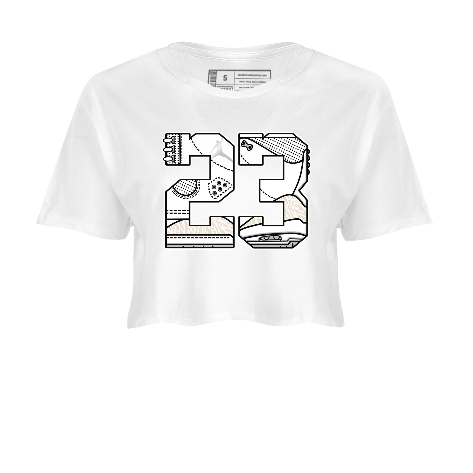 23 womens crop tee made to vibe with the Air Jordan 3 Pure Money sneakers — the perfect match in White 2.