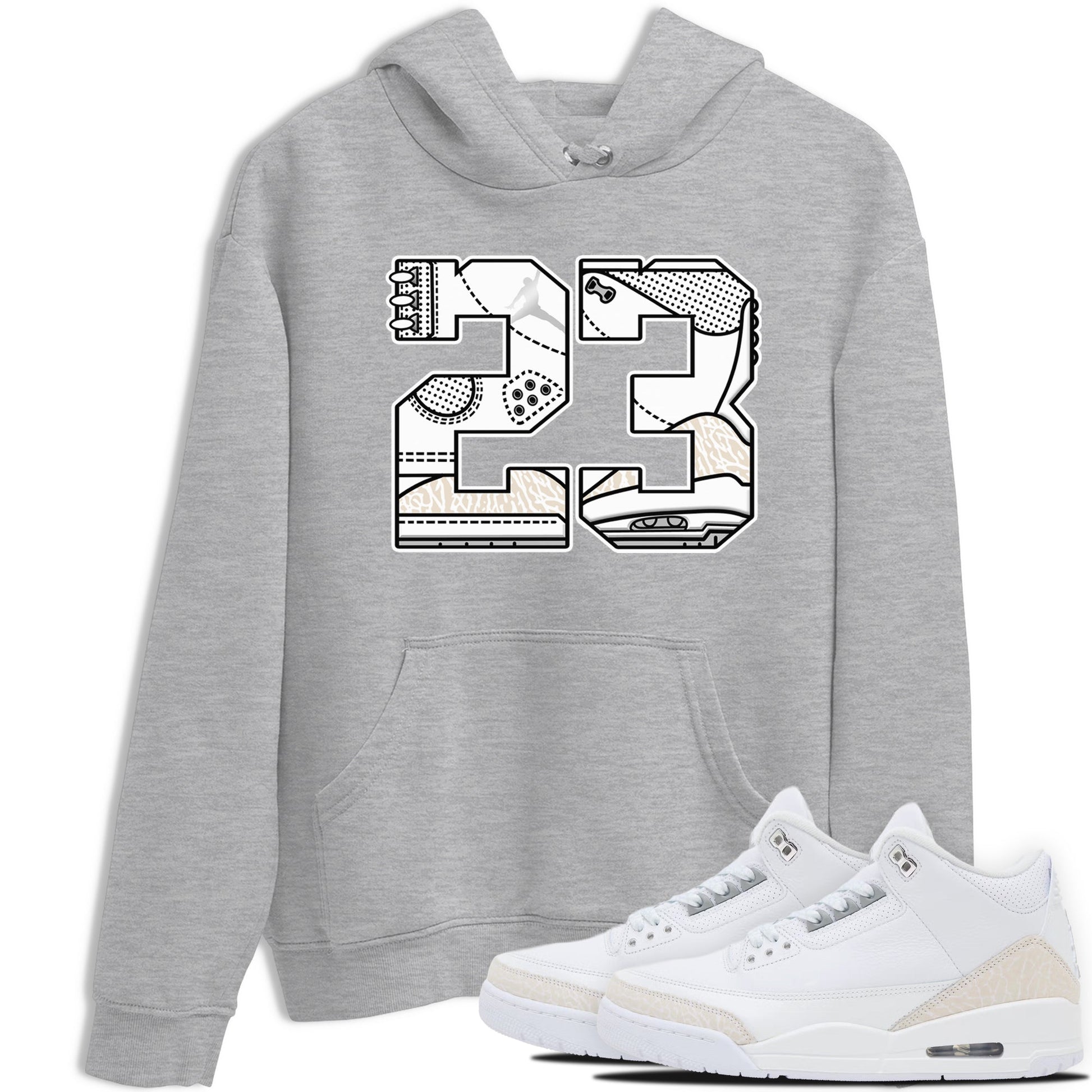 23 sneaker match t-shirt styled to complete your fit with the Air Jordan 3 Pure Money sneakers, shown in Heather Grey 1.
