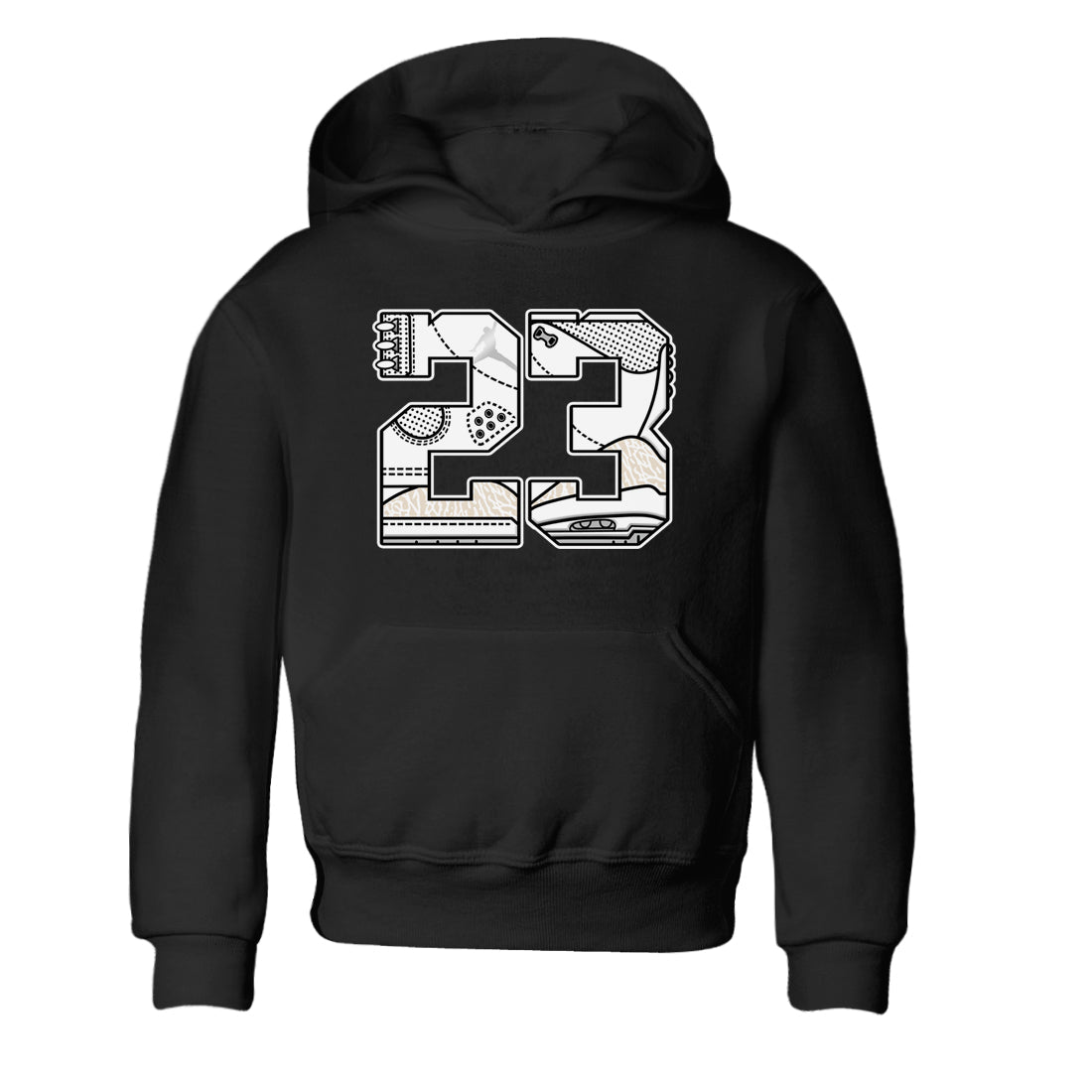 23 baby and kids t-shirt crafted for little sneakerheads to shine with the Air Jordan 3 Pure Money sneakers, displayed in Black 2.