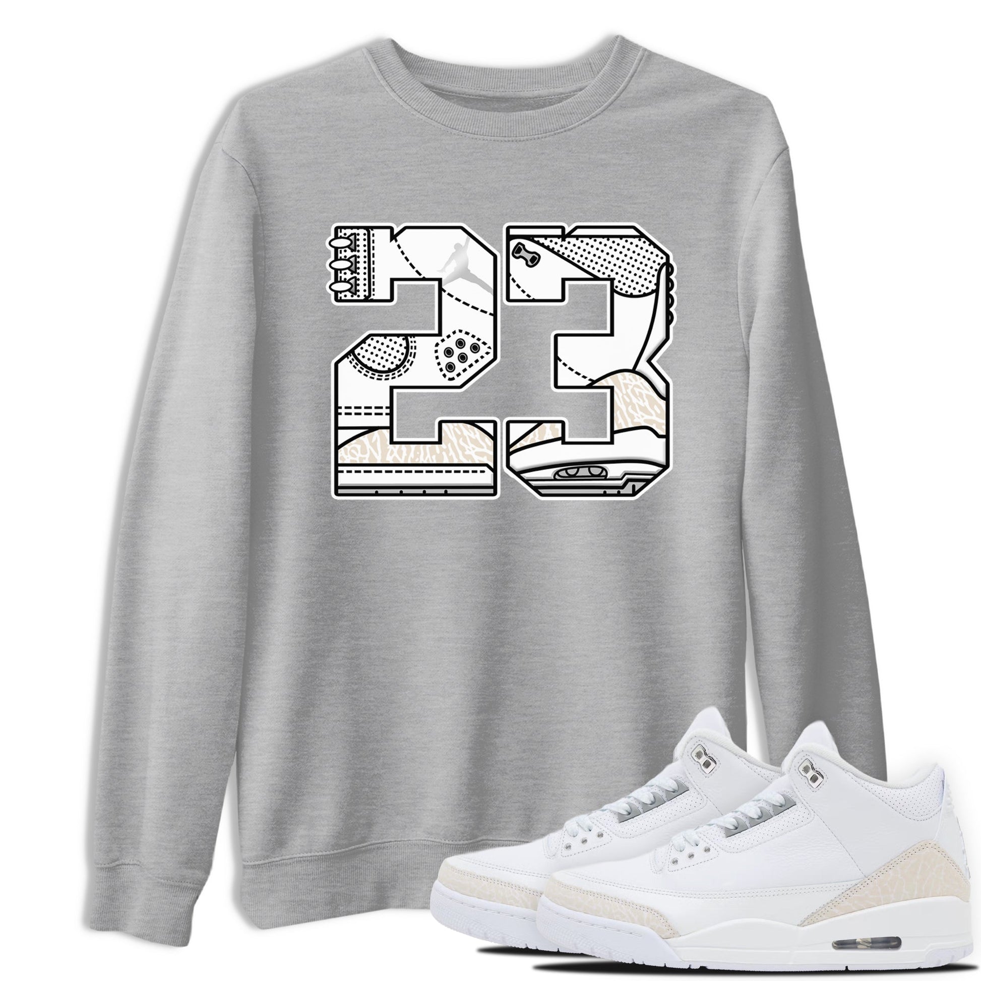 23 sneaker match t-shirt styled to complete your fit with the Air Jordan 3 Pure Money sneakers, shown in Heather Grey 1.