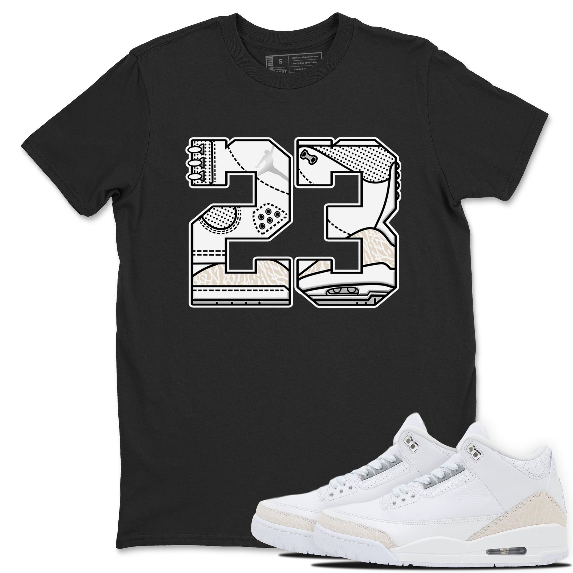 23 sneaker match t-shirt styled to complete your fit with the Air Jordan 3 Pure Money sneakers, shown in Black 1.
