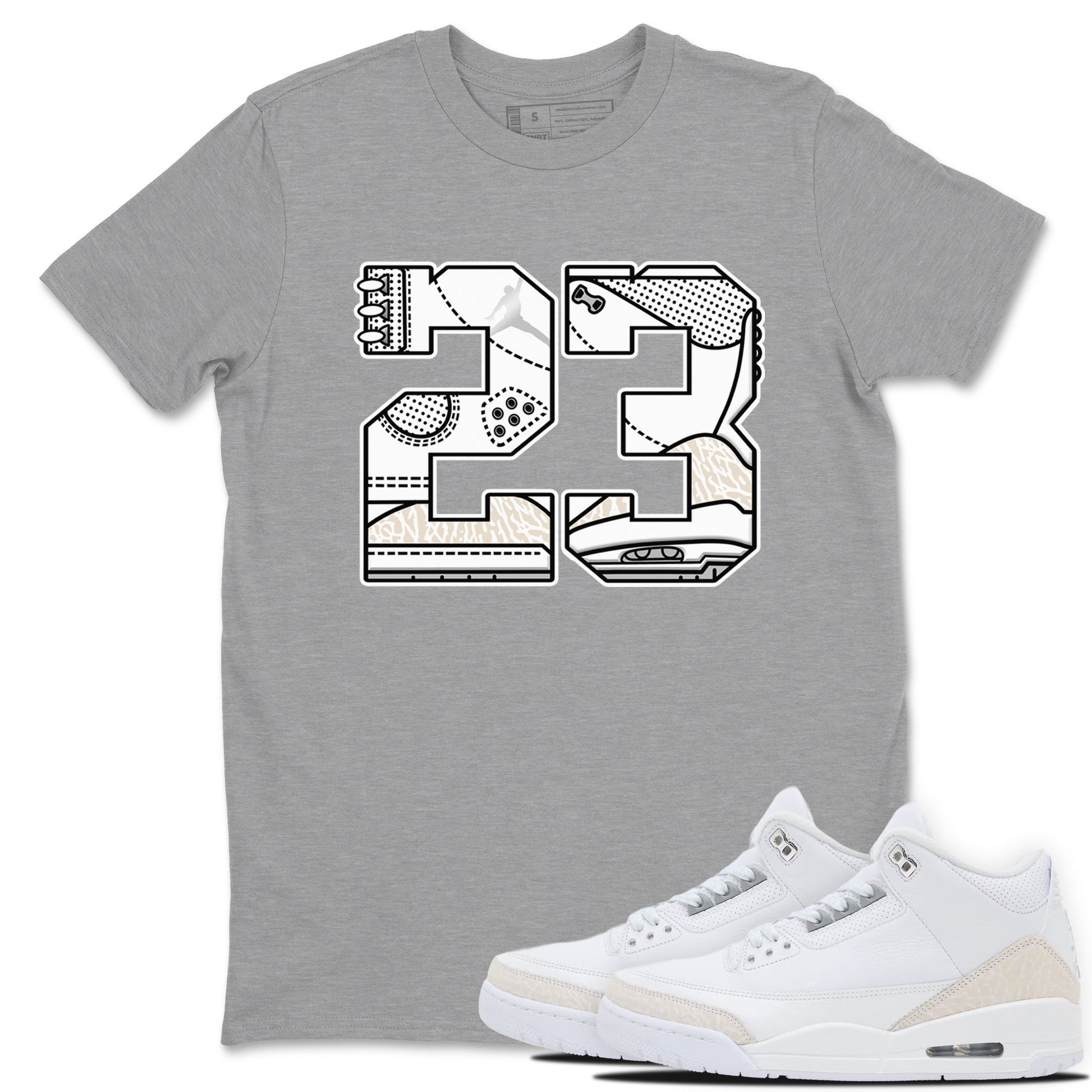 23 sneaker match t-shirt styled to complete your fit with the Air Jordan 3 Pure Money sneakers, shown in Heather Grey 1.