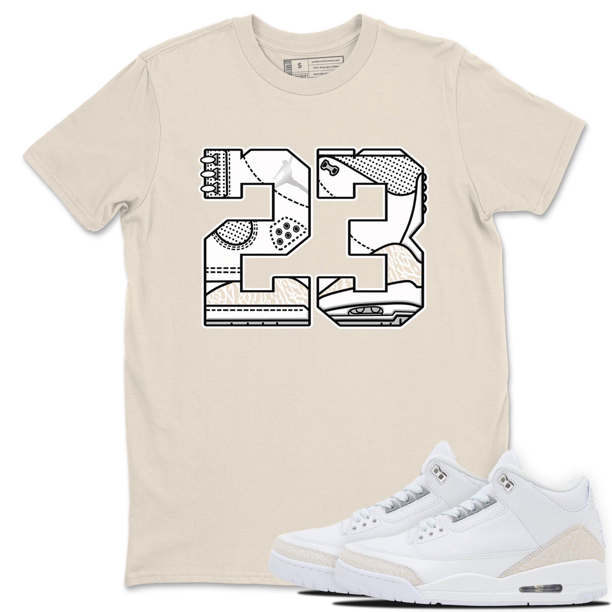 23 sneaker match t-shirt styled to complete your fit with the Air Jordan 3 Pure Money sneakers, shown in Natural 1.