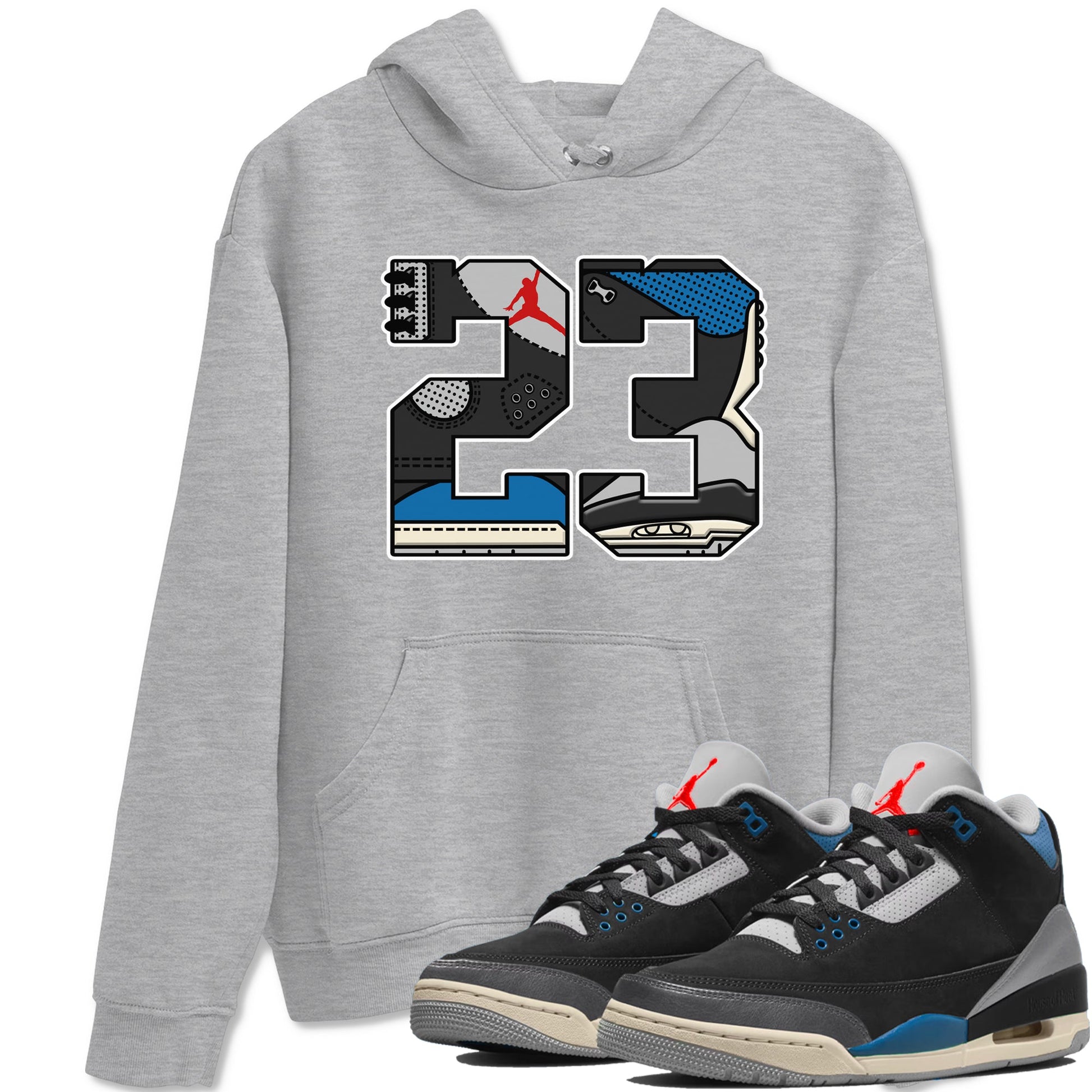 23 sneaker match t-shirt styled to complete your fit with the Air Jordan 3 Rare Air sneakers, shown in Heather Grey 1.