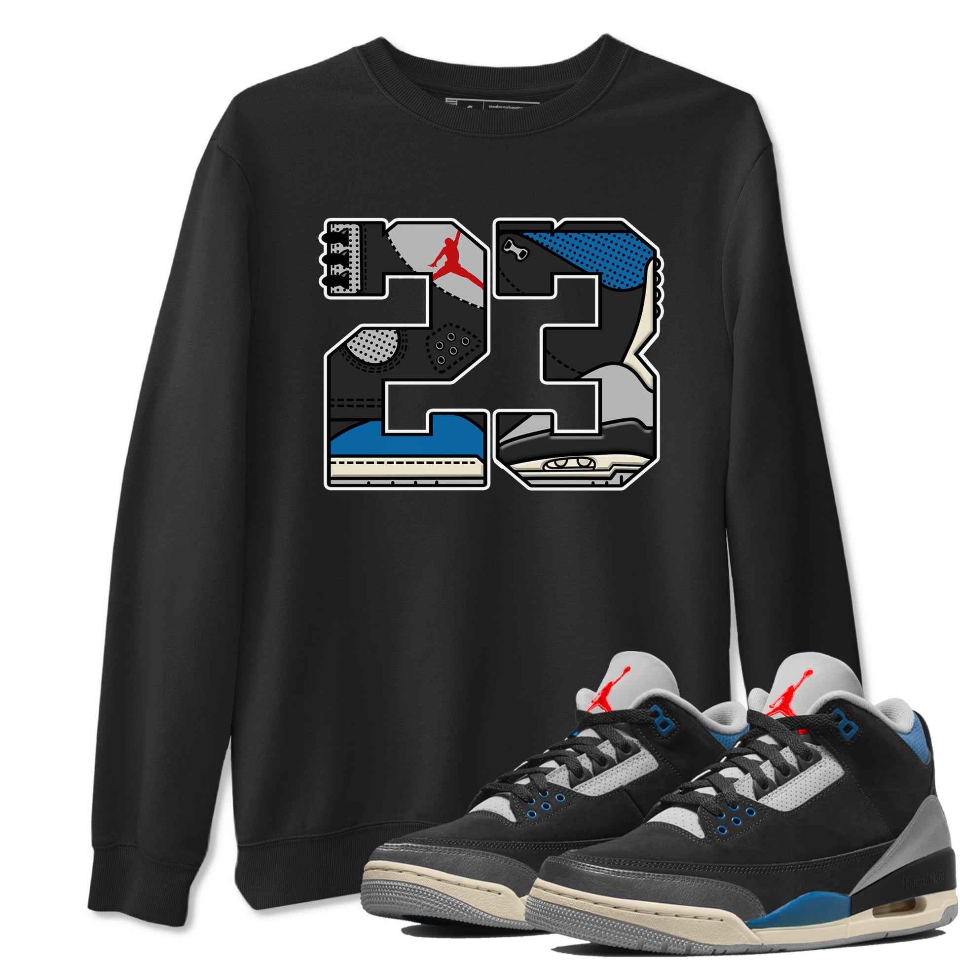 23 sneaker match t-shirt styled to complete your fit with the Air Jordan 3 Rare Air sneakers, shown in Black 1.