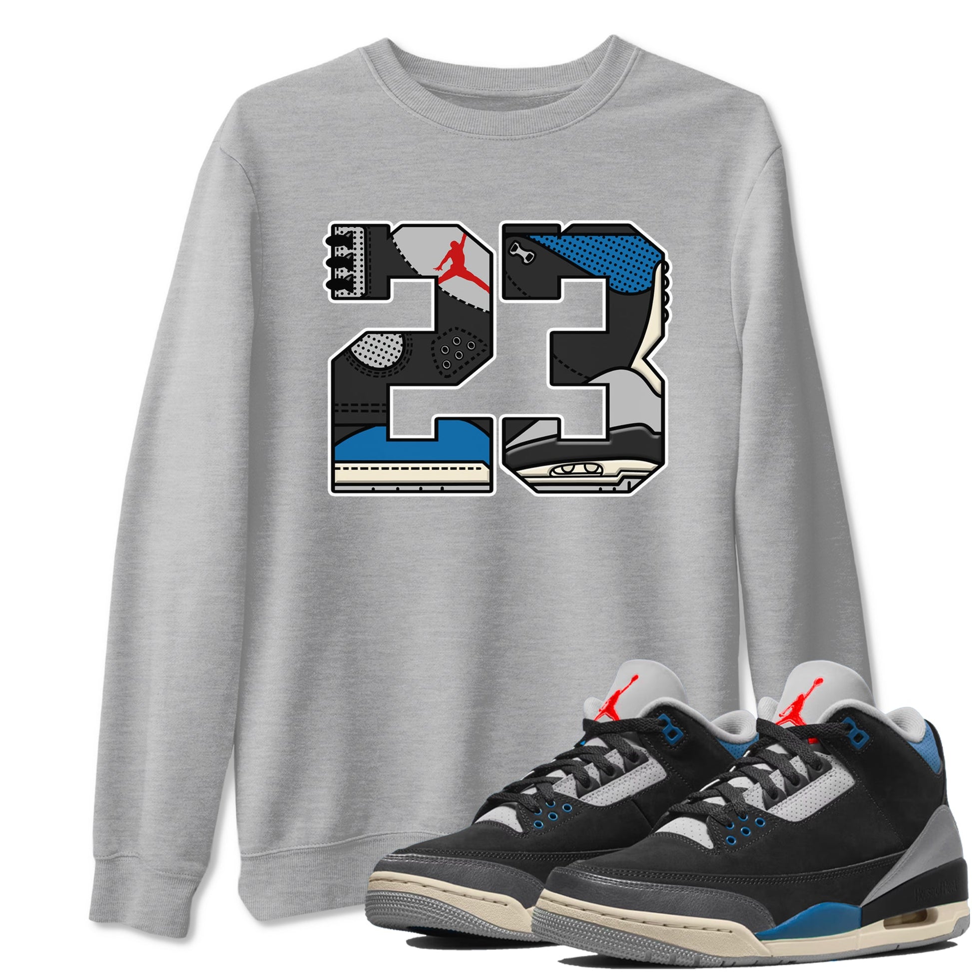 23 sneaker match t-shirt styled to complete your fit with the Air Jordan 3 Rare Air sneakers, shown in Heather Grey 1.