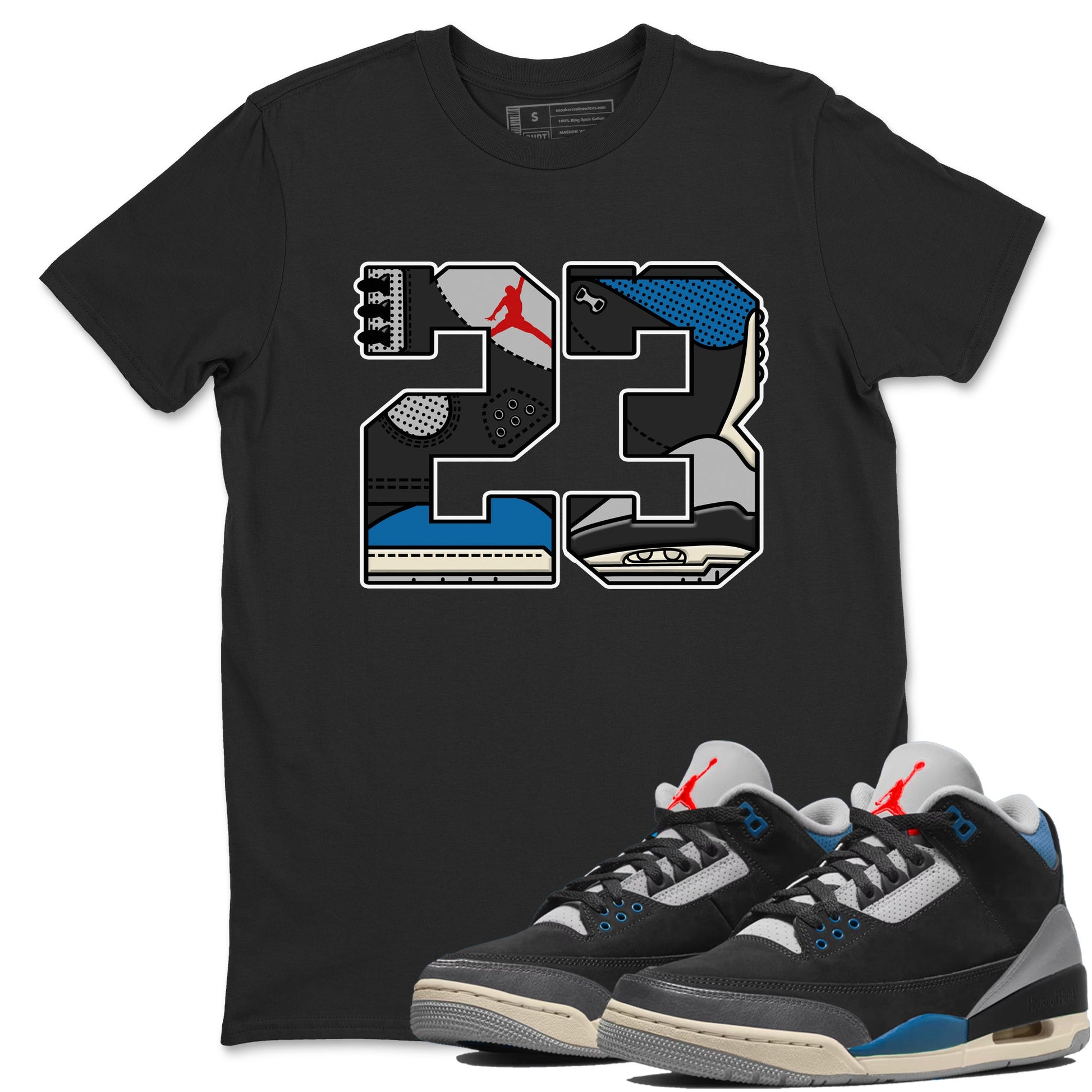 23 sneaker match t-shirt styled to complete your fit with the Air Jordan 3 Rare Air sneakers, shown in Black 1.