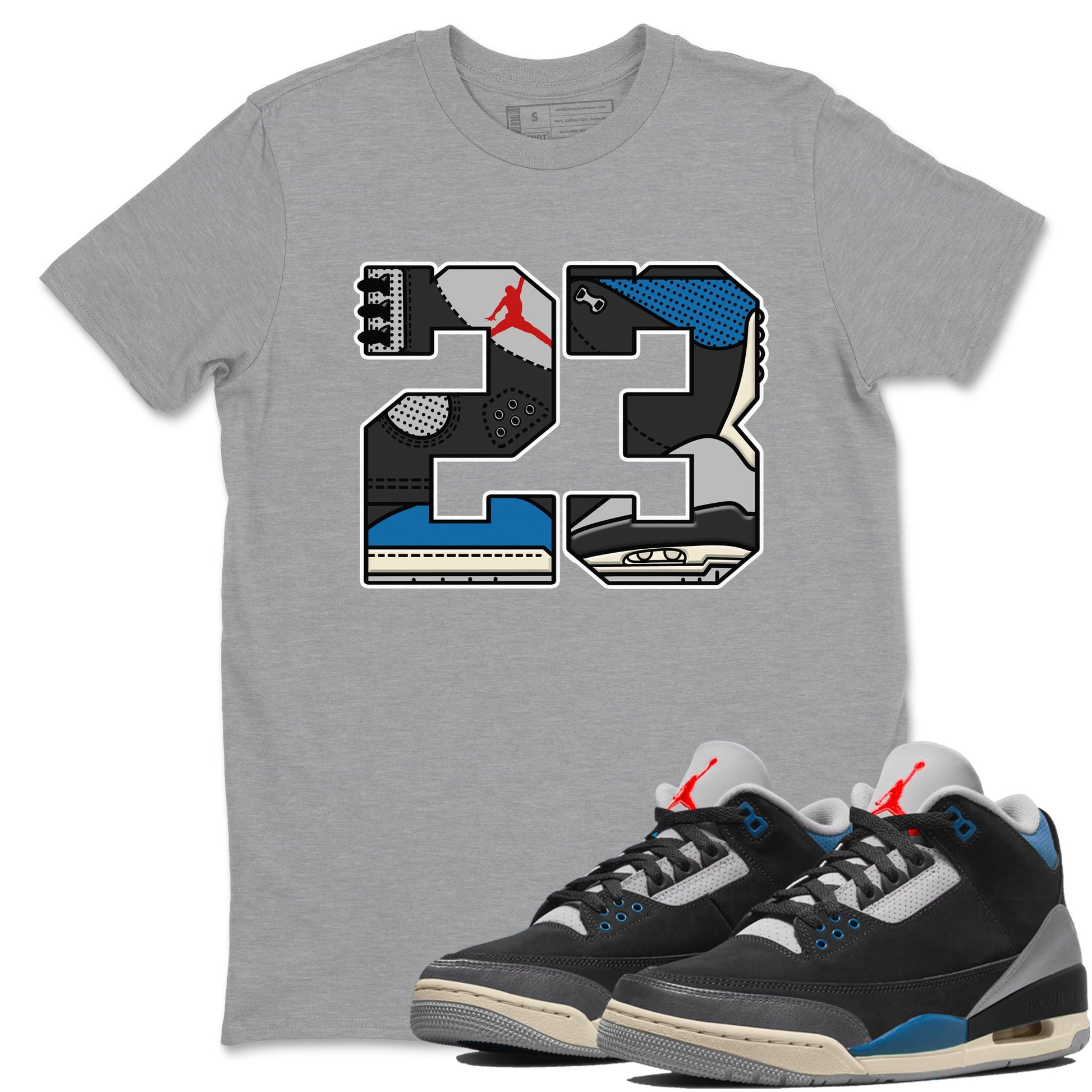 23 sneaker match t-shirt styled to complete your fit with the Air Jordan 3 Rare Air sneakers, shown in Heather Grey 1.