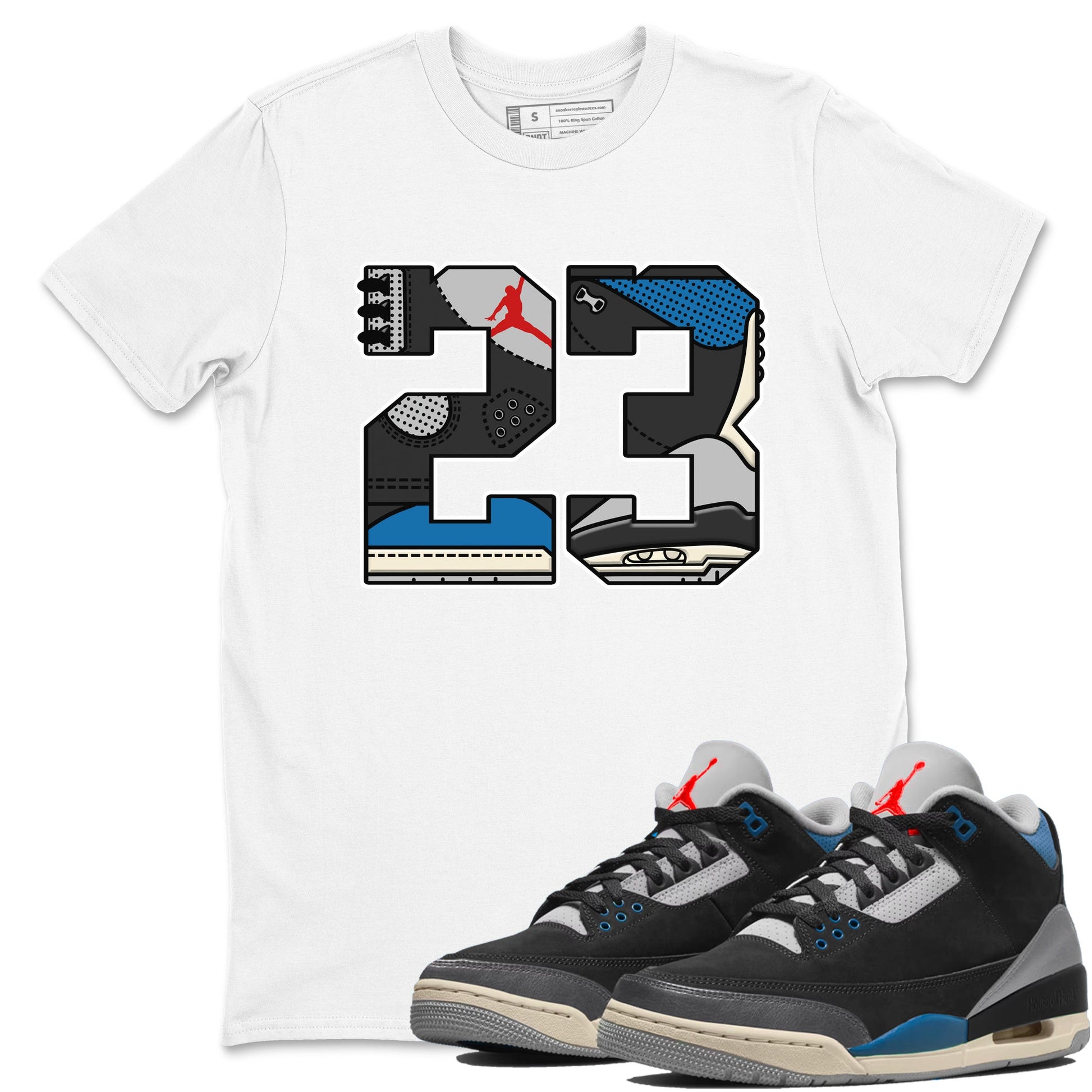 23 sneaker match t-shirt styled to complete your fit with the Air Jordan 3 Rare Air sneakers, shown in White 1.