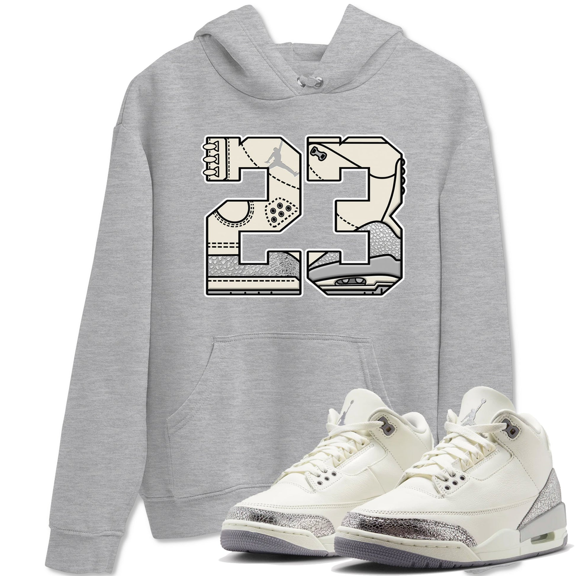 3s Sail and Cement Grey shirts to match jordans 23 sneaker match tees Air Jordan 3 Retro Sail and Cement Grey match shoes to clothes SNRT Sneaker Tees unisex cotton Heather Grey 1 shirts