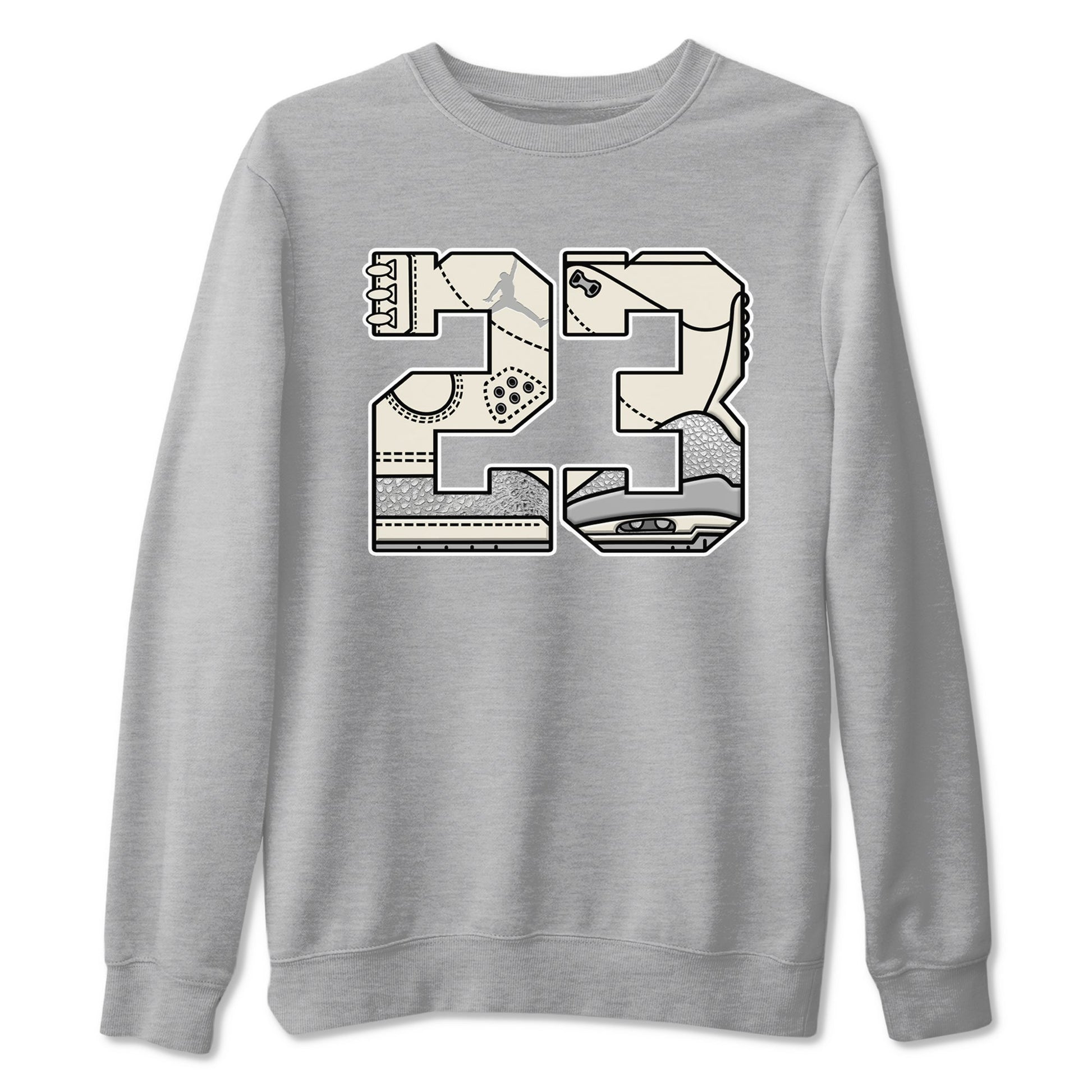 3s Sail and Cement Grey shirts to match jordans 23 sneaker match tees Air Jordan 3 Retro Sail and Cement Grey match shoes to clothes SNRT Sneaker Tees unisex cotton Heather Grey 2 shirts
