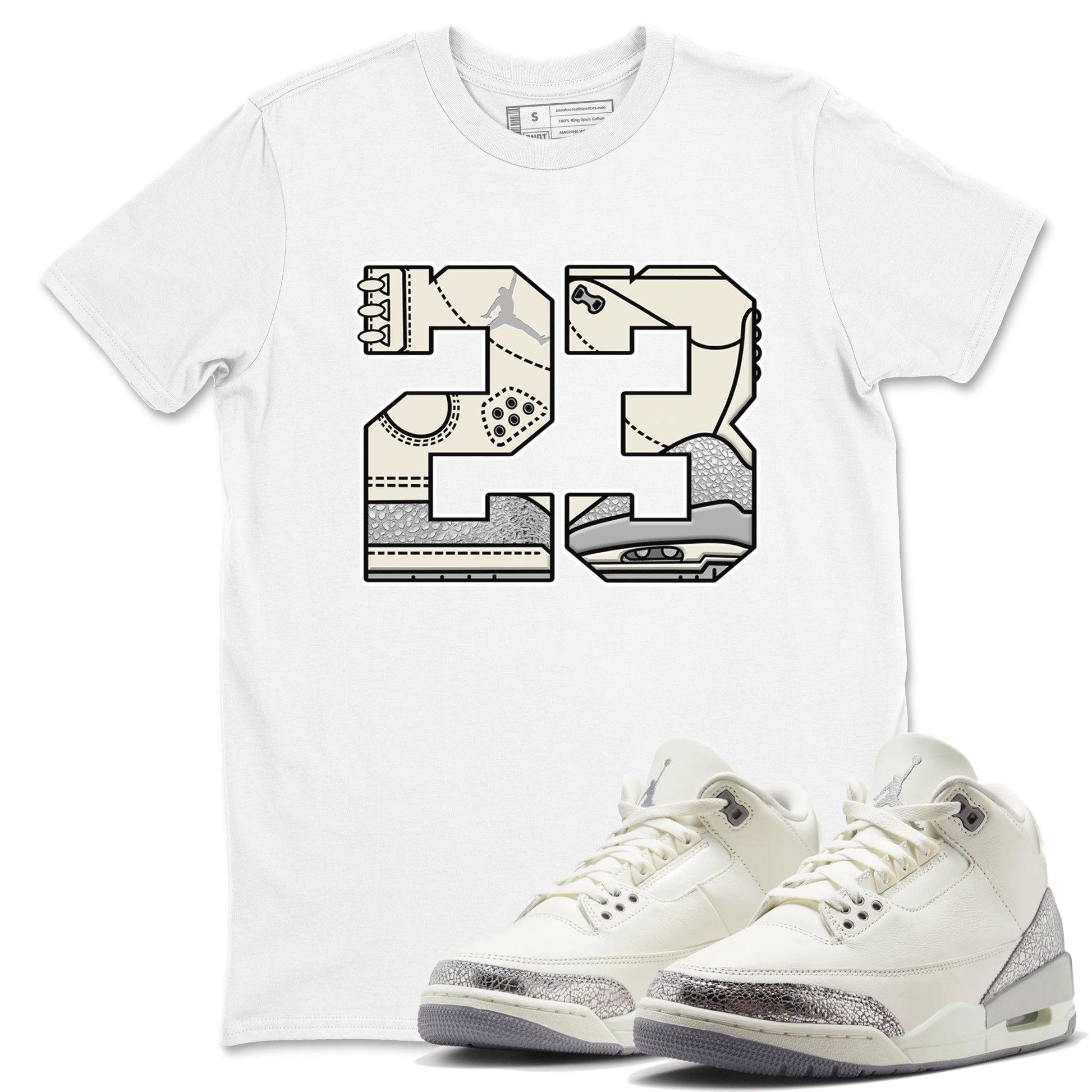 3s Sail and Cement Grey shirts to match jordans 23 sneaker match tees Air Jordan 3 Retro Sail and Cement Grey match shoes to clothes SNRT Sneaker Tees unisex cotton White 1 shirts