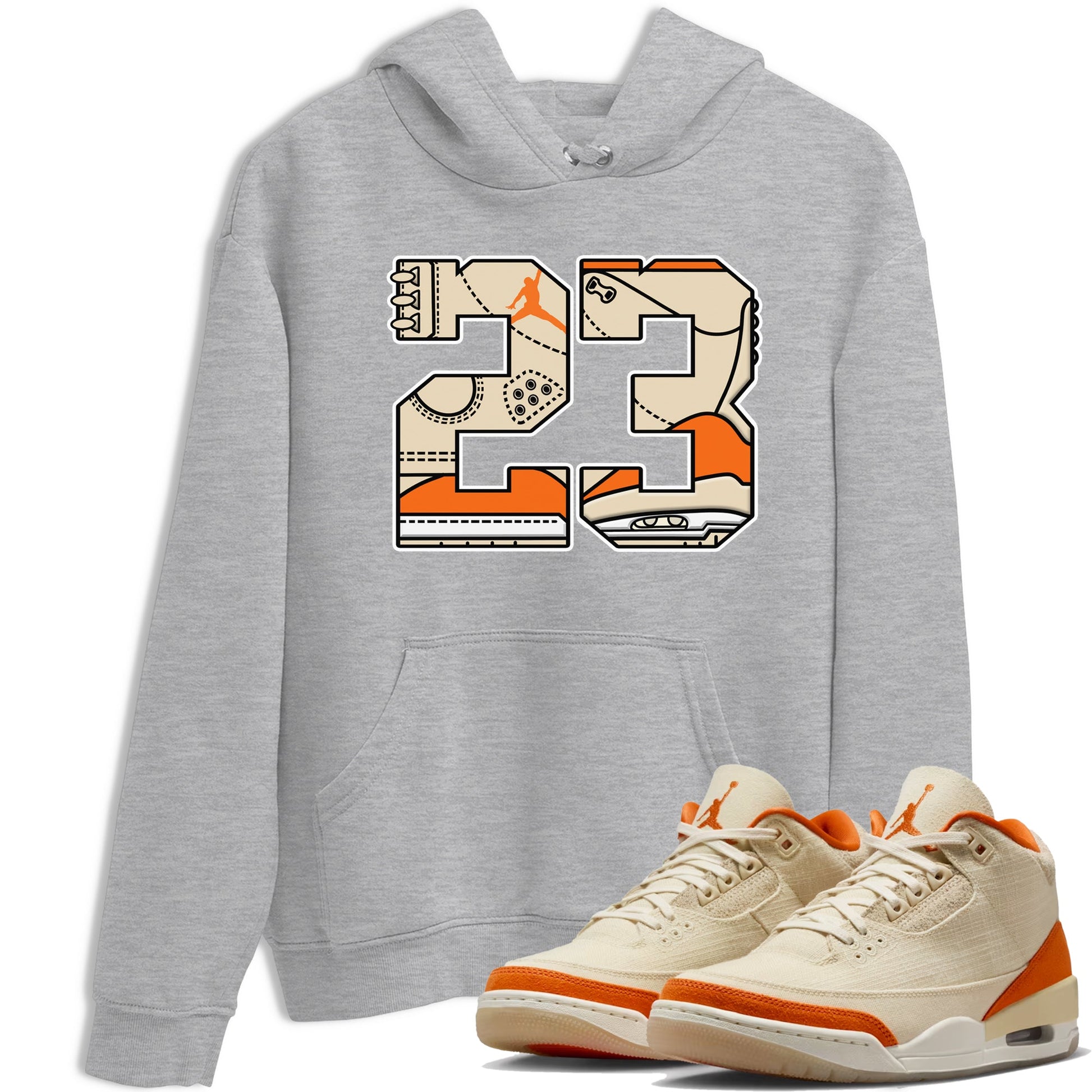23 sneaker match t-shirt styled to complete your fit with the Air Jordan 3 Starfish sneakers, shown in Heather Grey 1.