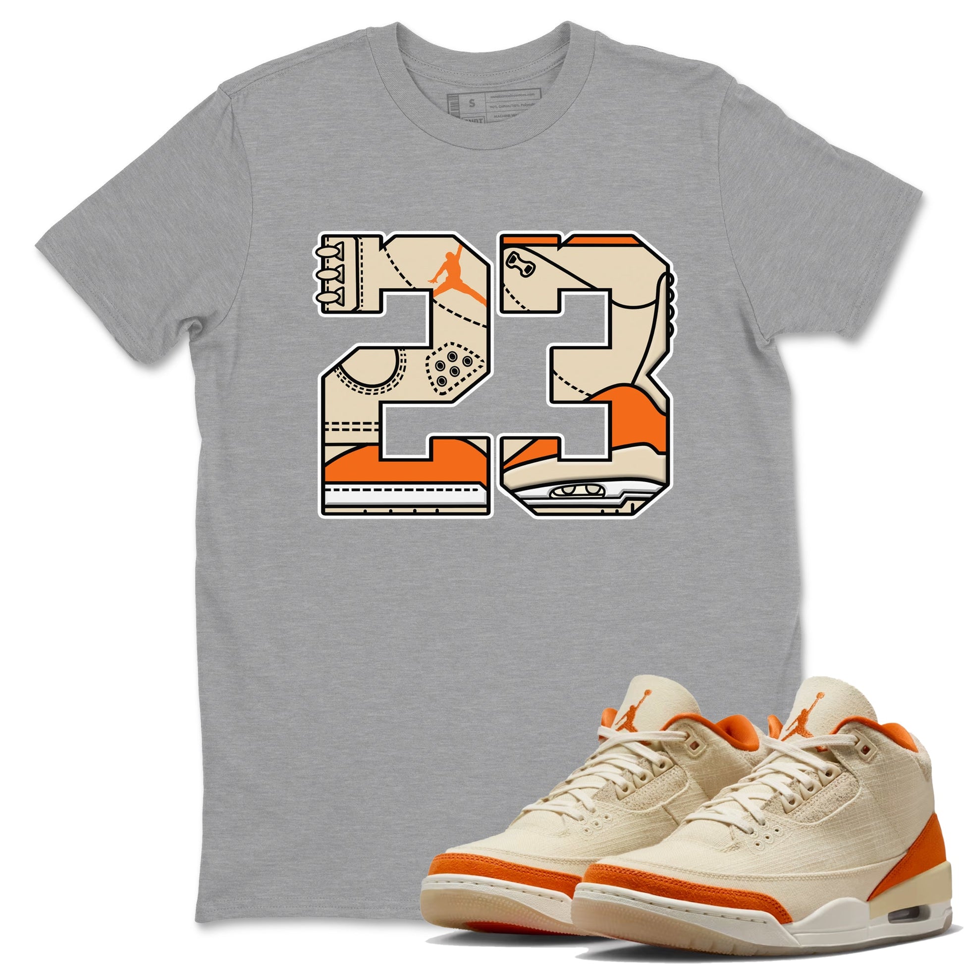 23 sneaker match t-shirt styled to complete your fit with the Air Jordan 3 Starfish sneakers, shown in Heather Grey 1.