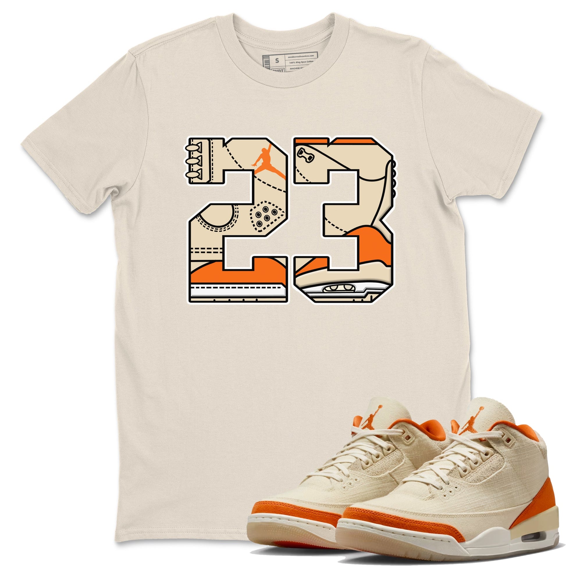 23 sneaker match t-shirt styled to complete your fit with the Air Jordan 3 Starfish sneakers, shown in Natural 1.