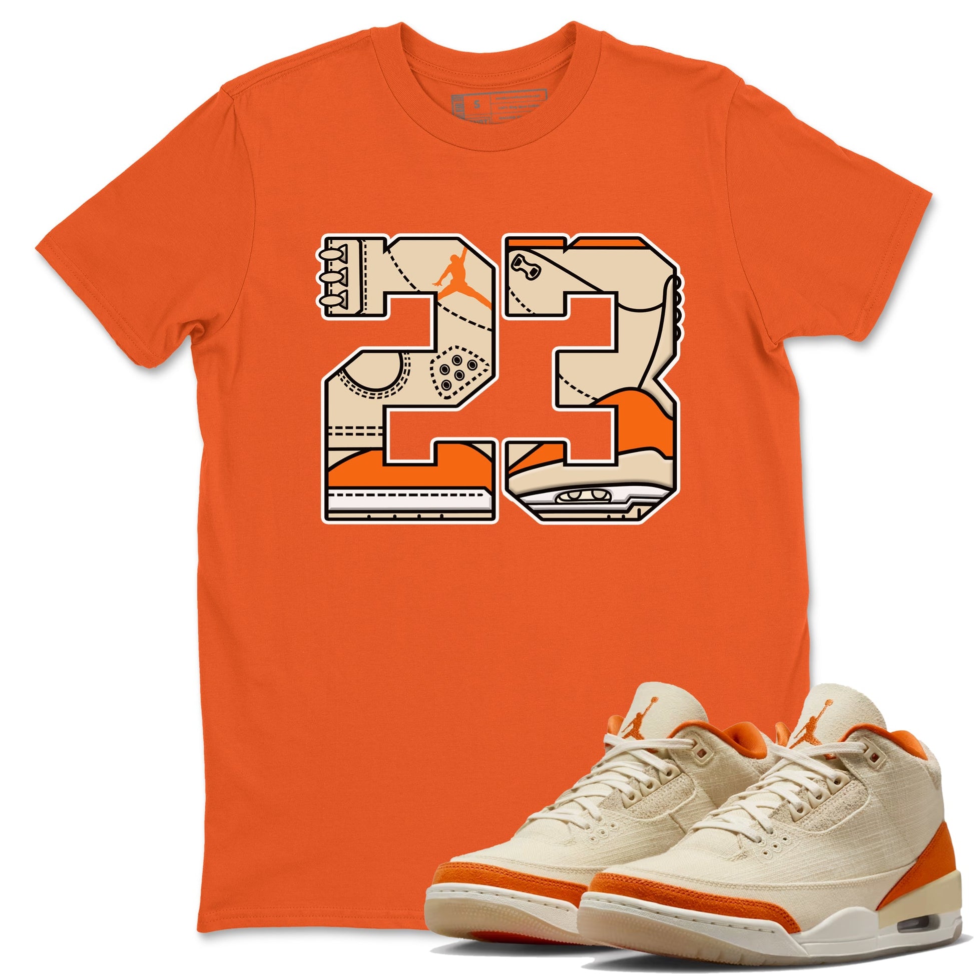 23 sneaker match t-shirt styled to complete your fit with the Air Jordan 3 Starfish sneakers, shown in Orange 1.