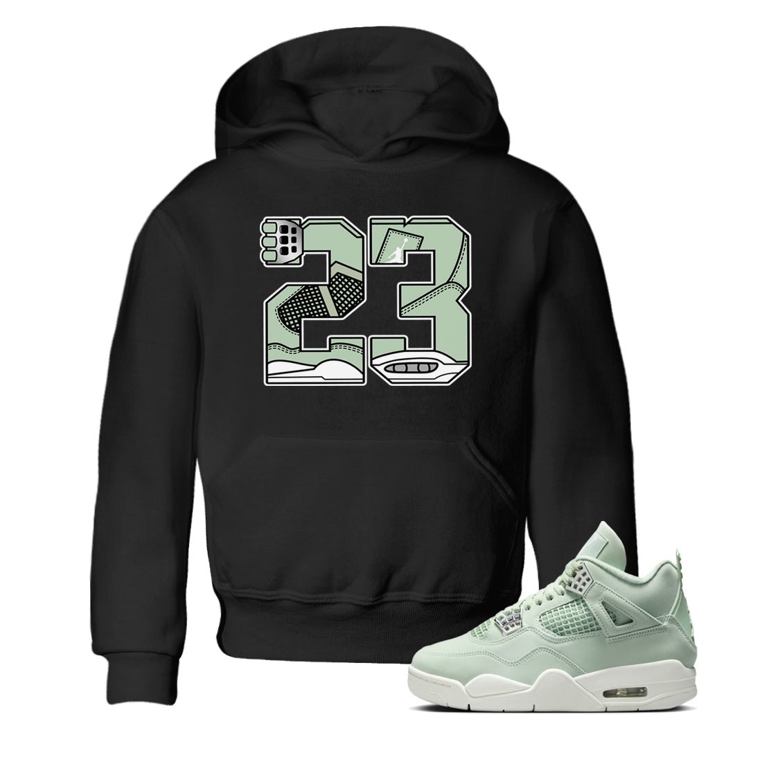 4s Abundance shirts to match jordans 23 sneaker match tees Air Jordan 4 Seafoam match shoes to clothes SNRT Sneaker Tees Youth Baby Black 1 tee
