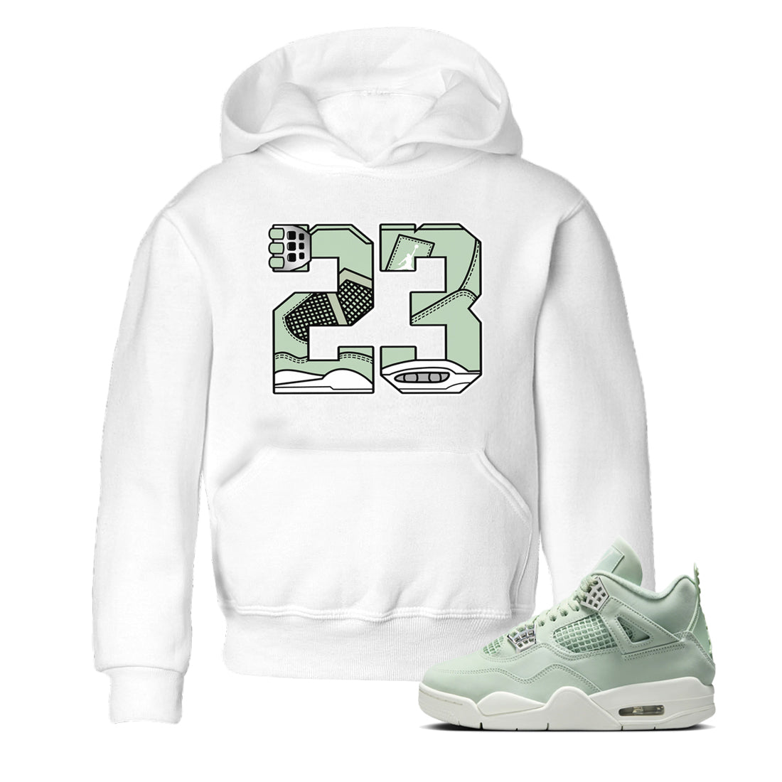4s Abundance shirts to match jordans 23 sneaker match tees Air Jordan 4 Seafoam match shoes to clothes SNRT Sneaker Tees Youth Baby White 1 tee