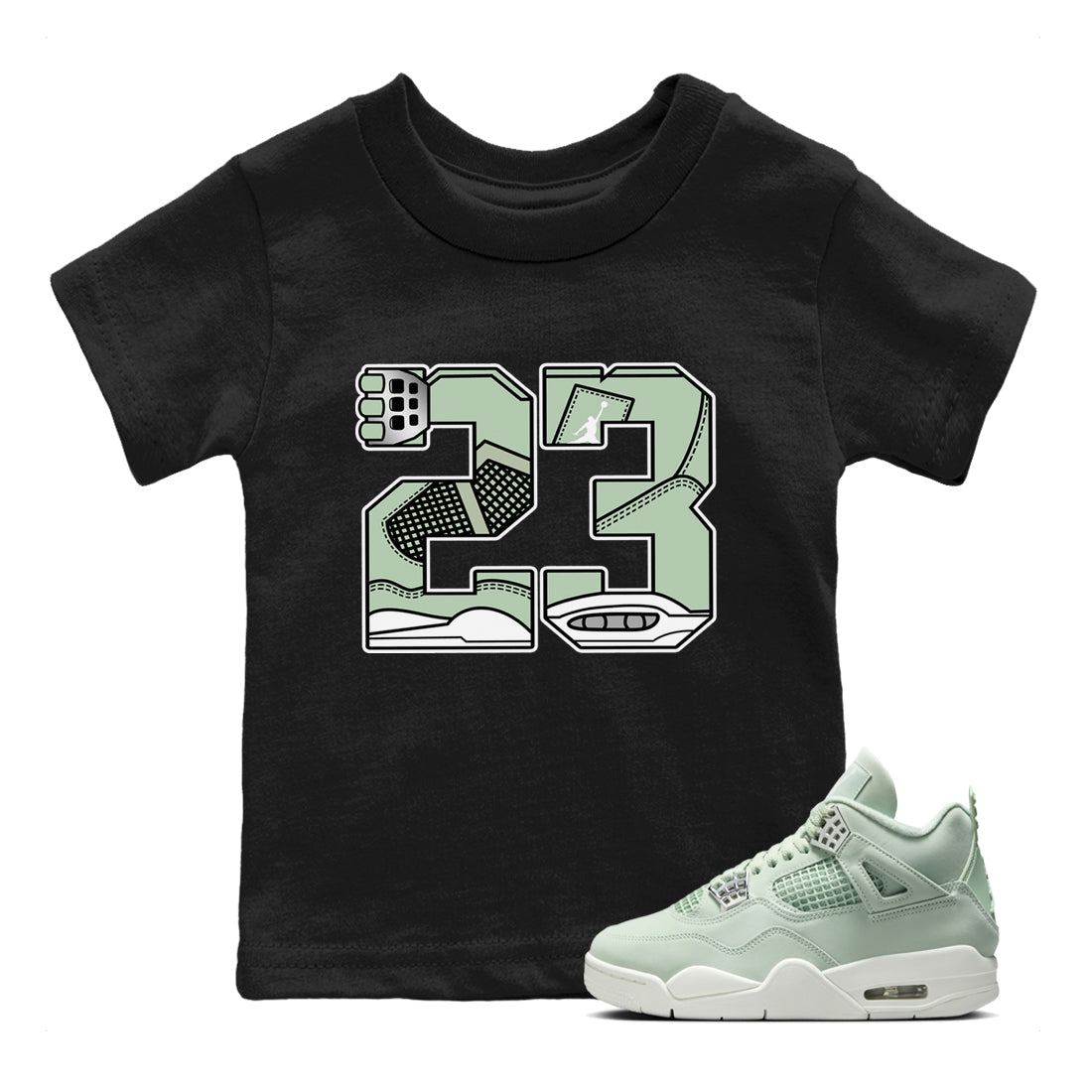 4s Abundance shirts to match jordans 23 sneaker match tees Air Jordan 4 Seafoam match shoes to clothes SNRT Sneaker Tees Youth Baby Black 1 tee