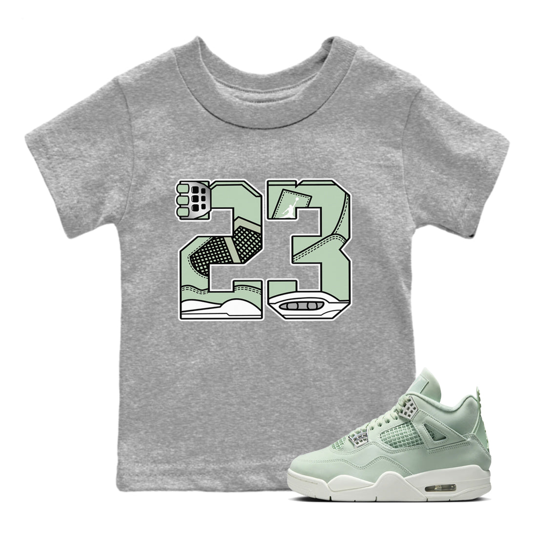 4s Abundance shirts to match jordans 23 sneaker match tees Air Jordan 4 Seafoam match shoes to clothes SNRT Sneaker Tees Youth Baby Heather Grey 1 tee