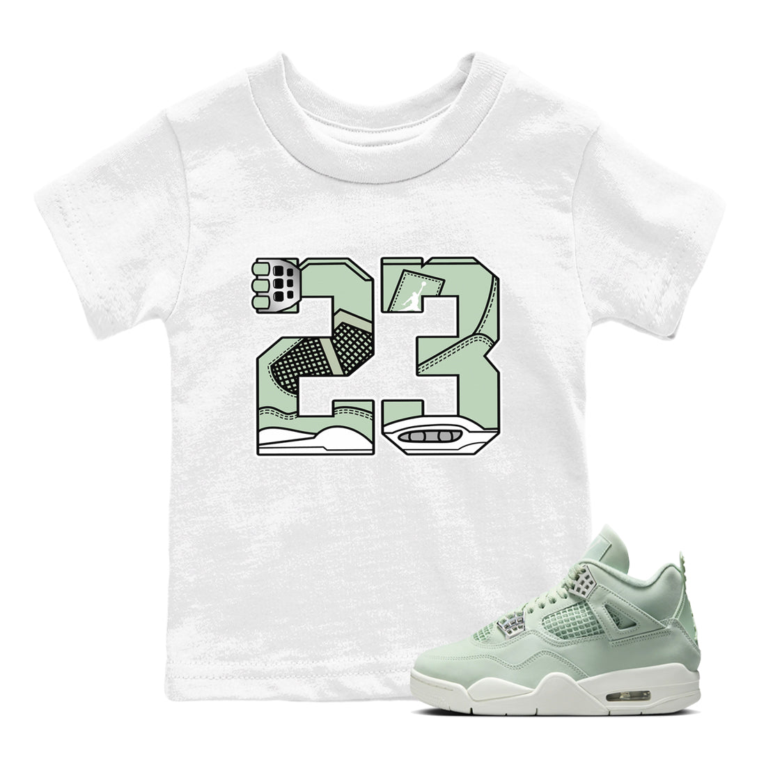 4s Abundance shirts to match jordans 23 sneaker match tees Air Jordan 4 Seafoam match shoes to clothes SNRT Sneaker Tees Youth Baby White 1 tee