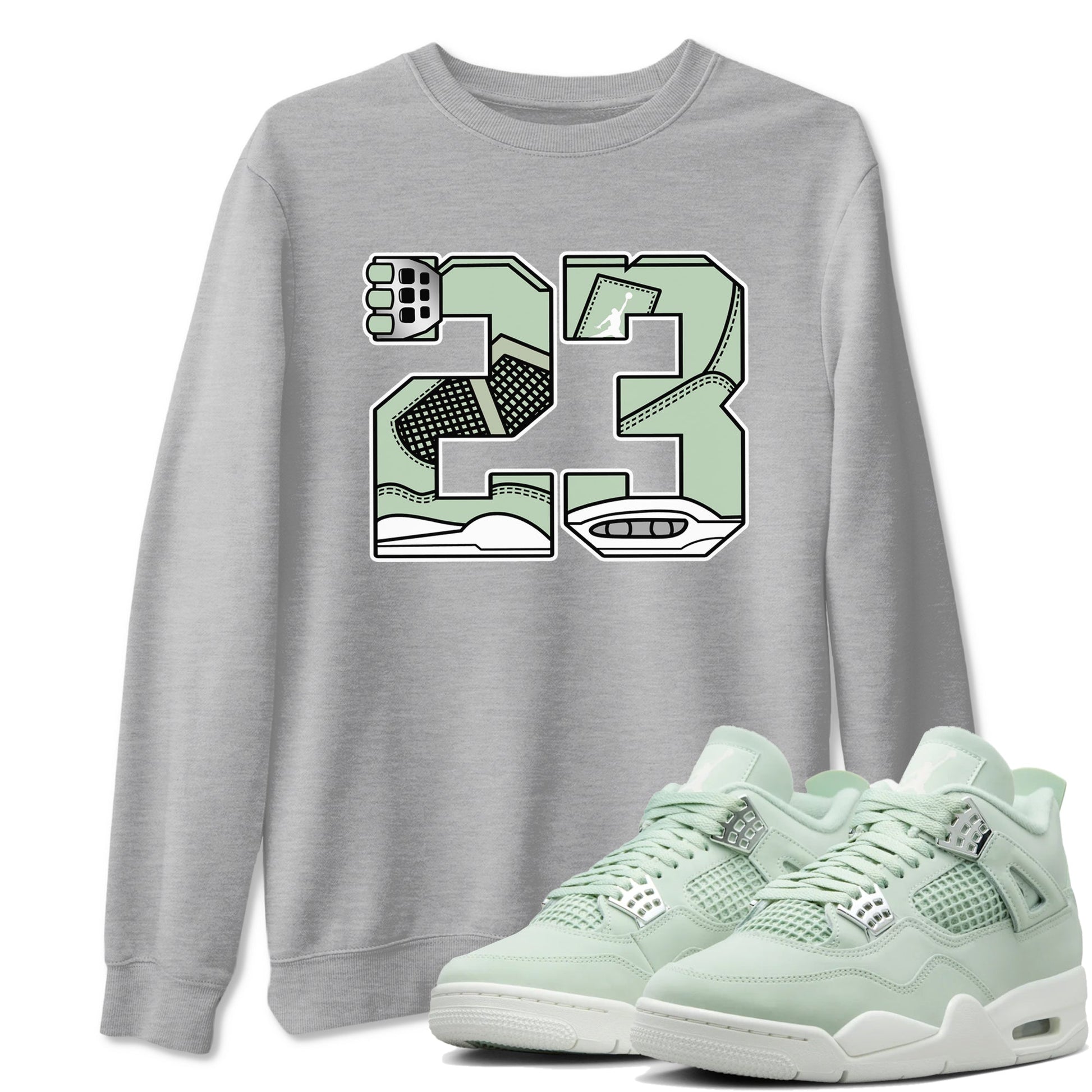 4s Abundance shirts to match jordans 23 sneaker match tees Air Jordan 4 Seafoam match shoes to clothes SNRT Sneaker Tees unisex cotton Heather Grey 1 shirts