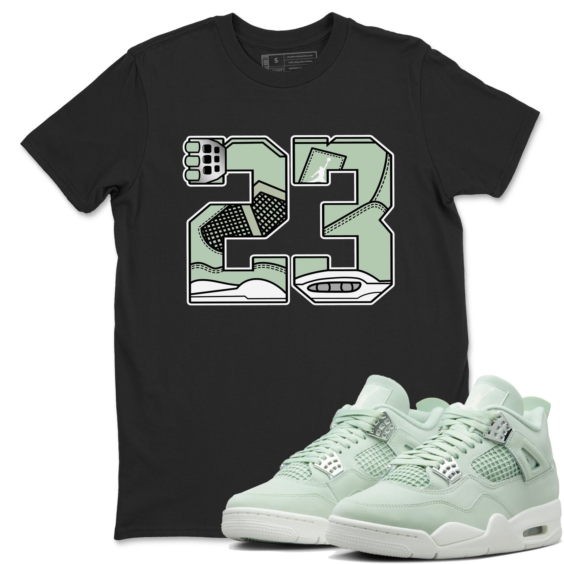 4s Abundance shirts to match jordans 23 sneaker match tees Air Jordan 4 Seafoam match shoes to clothes SNRT Sneaker Tees unisex cotton Black 1 shirts