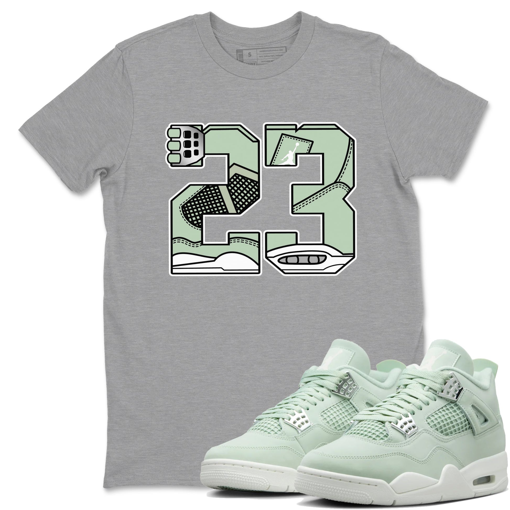 4s Abundance shirts to match jordans 23 sneaker match tees Air Jordan 4 Seafoam match shoes to clothes SNRT Sneaker Tees unisex cotton Heather Grey 1 shirts