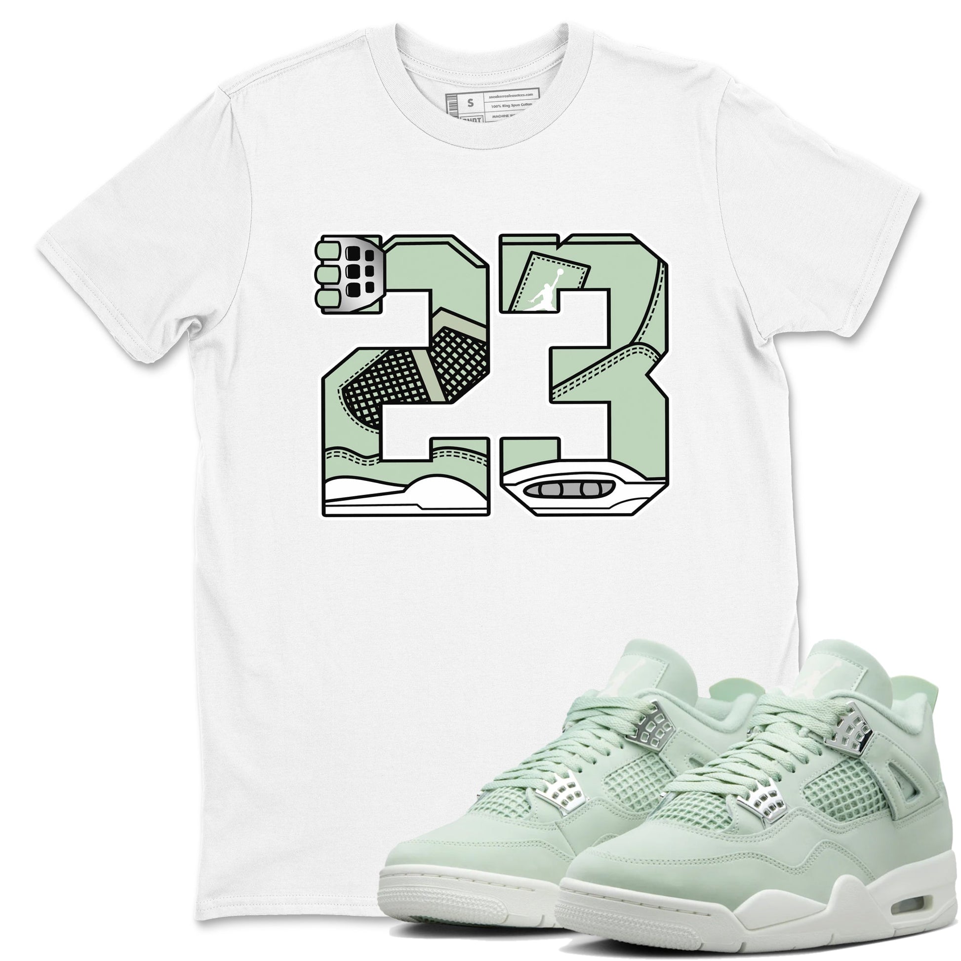4s Abundance shirts to match jordans 23 sneaker match tees Air Jordan 4 Seafoam match shoes to clothes SNRT Sneaker Tees unisex cotton White 1 shirts
