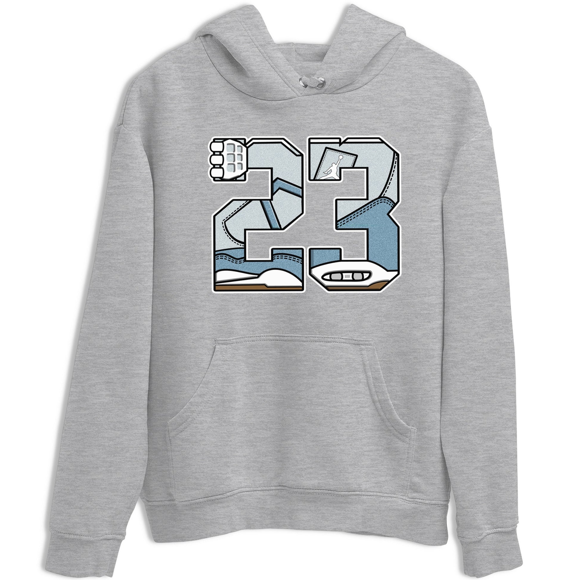 Sneaker match tees – Sneaker Tees To Match 4s Worn Blue Air Jordan 4 Denim Shoes – 23 Tee Heather Grey 2