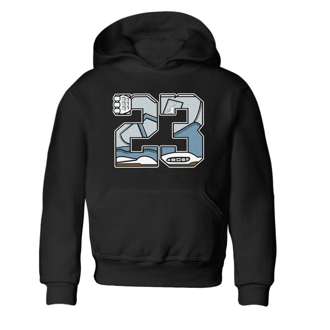Sneaker match tees – Sneaker Tees To Match 4s Worn Blue Air Jordan 4 Denim Shoes – 23 Kids T-Shirt Black 2
