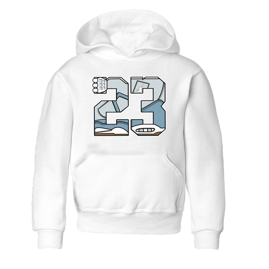 Sneaker match tees – Sneaker Tees To Match 4s Worn Blue Air Jordan 4 Denim Shoes – 23 Kids T-Shirt White 2
