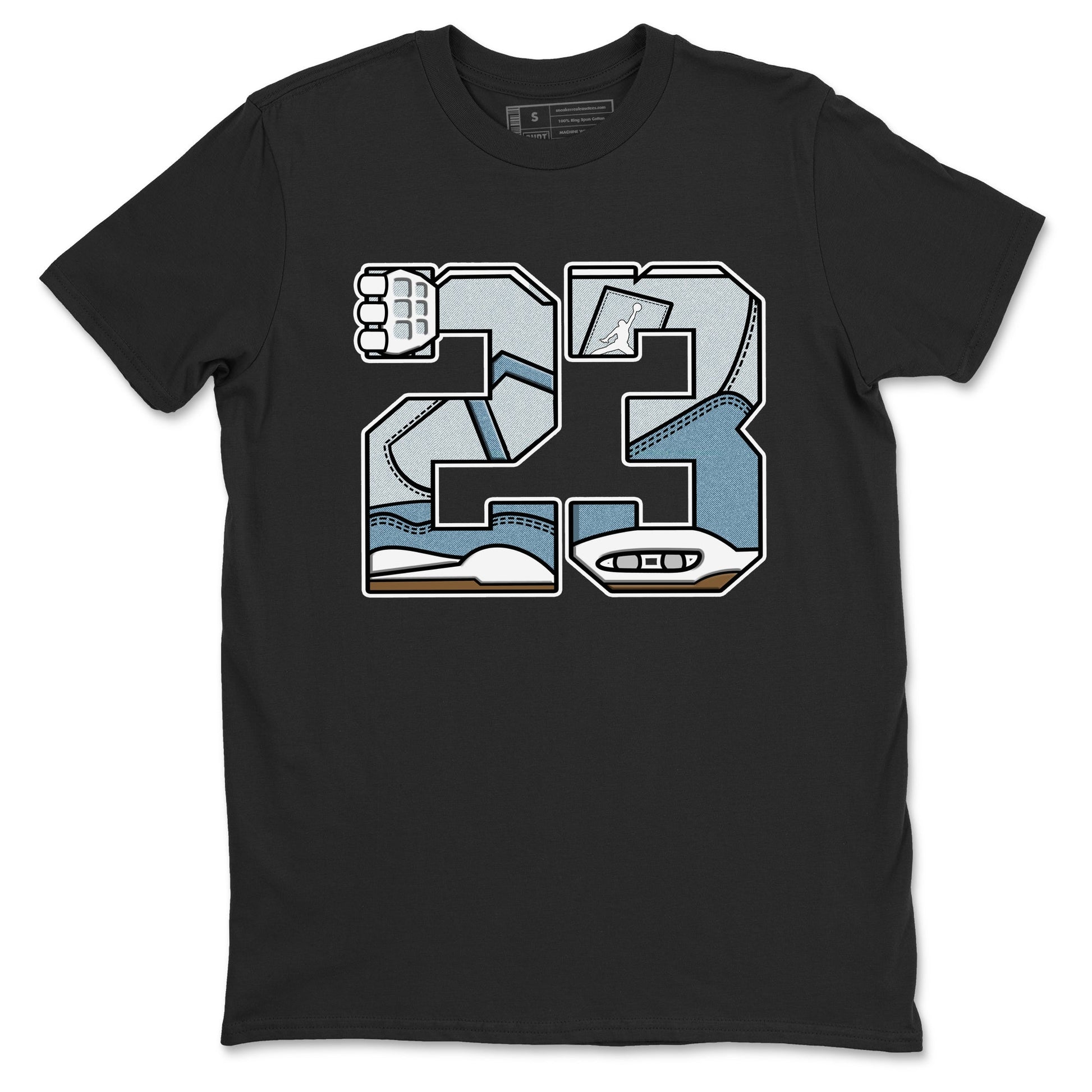 Sneaker match tees – Sneaker Tees To Match 4s Worn Blue Air Jordan 4 Denim Shoes – 23 Tee Black 2
