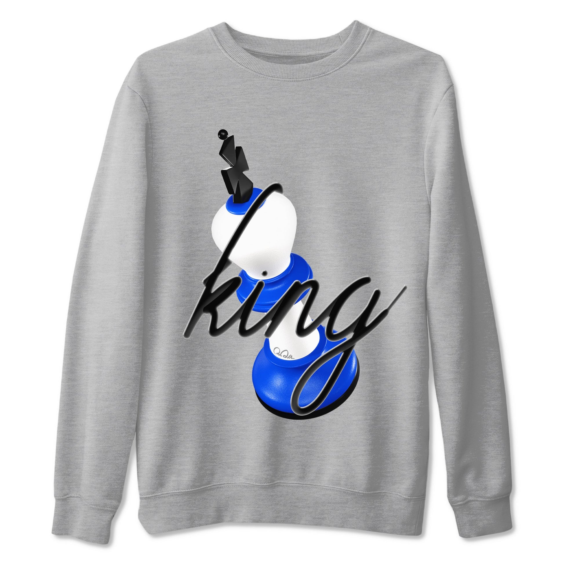 AJ1 Game Royal shirt to match jordans 3D King sneaker tees Air Jordan 1 Game Royal SNRT Sneaker Release Tees unisex cotton Heather Grey 2 crew neck shirt