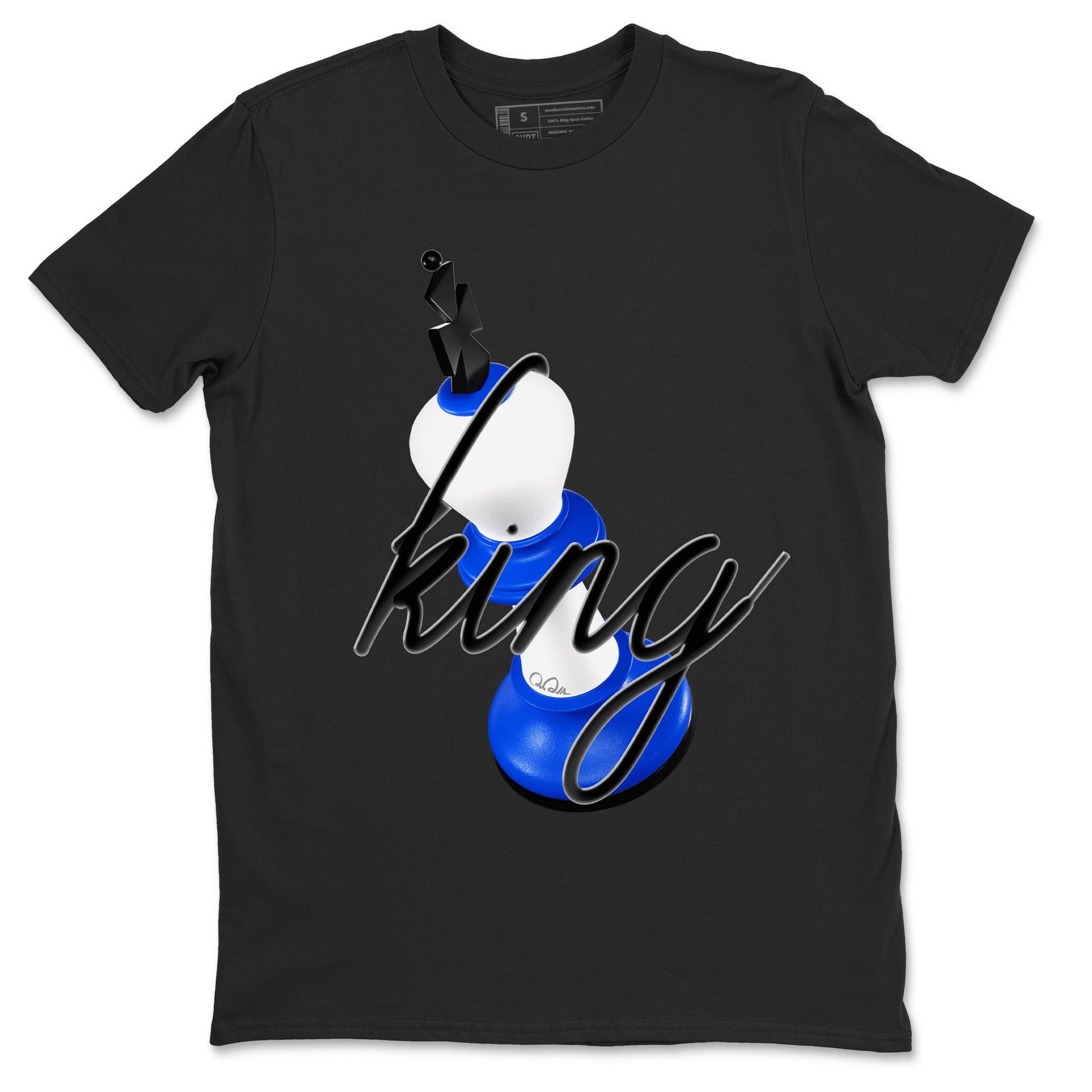 AJ1 Game Royal shirt to match jordans 3D King sneaker tees Air Jordan 1 Game Royal SNRT Sneaker Release Tees unisex cotton Black 2 crew neck shirt