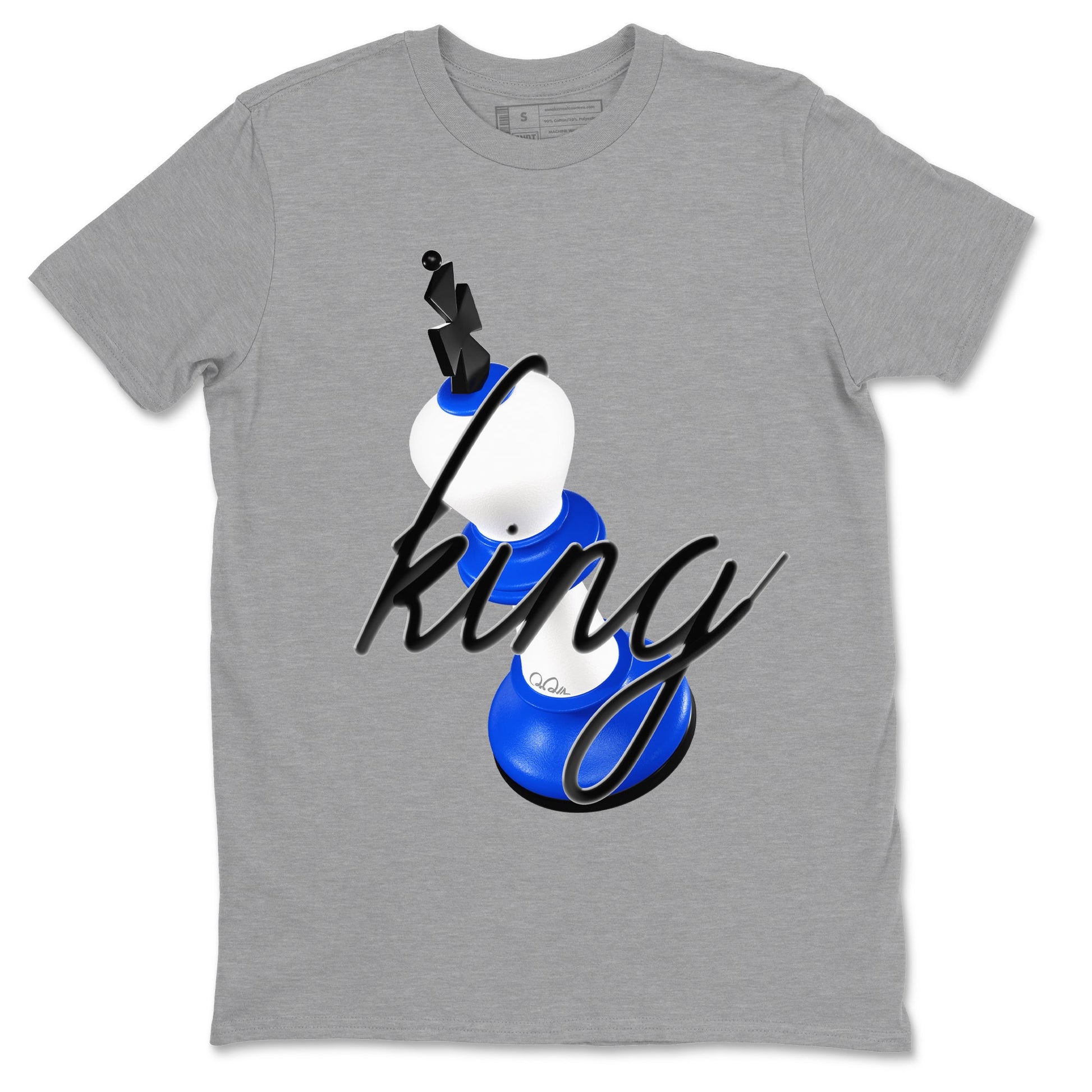 AJ1 Game Royal shirt to match jordans 3D King sneaker tees Air Jordan 1 Game Royal SNRT Sneaker Release Tees unisex cotton Heather Grey 2 crew neck shirt