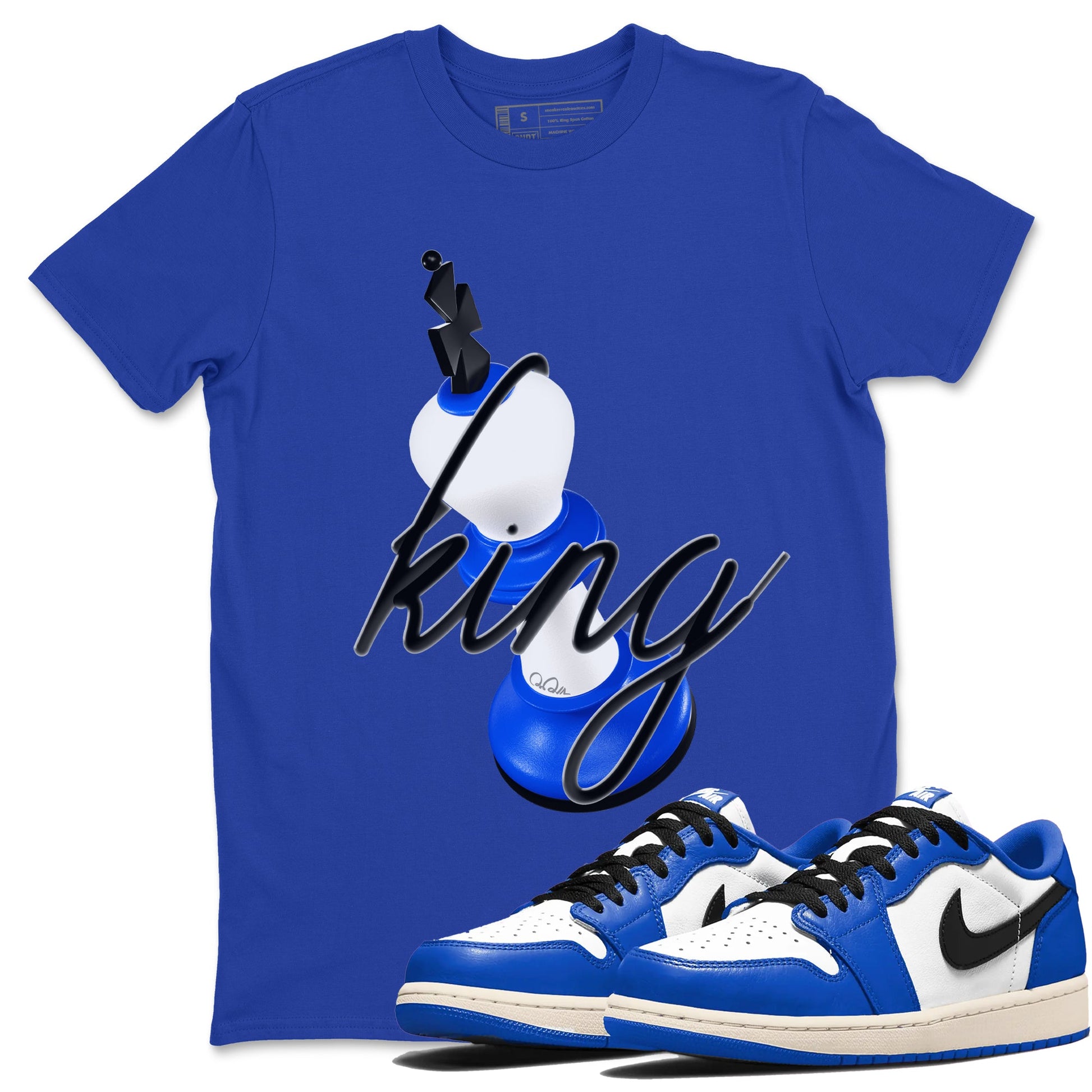 AJ1 Game Royal shirt to match jordans 3D King sneaker tees Air Jordan 1 Game Royal SNRT Sneaker Release Tees unisex cotton Royal Blue 1 crew neck shirt