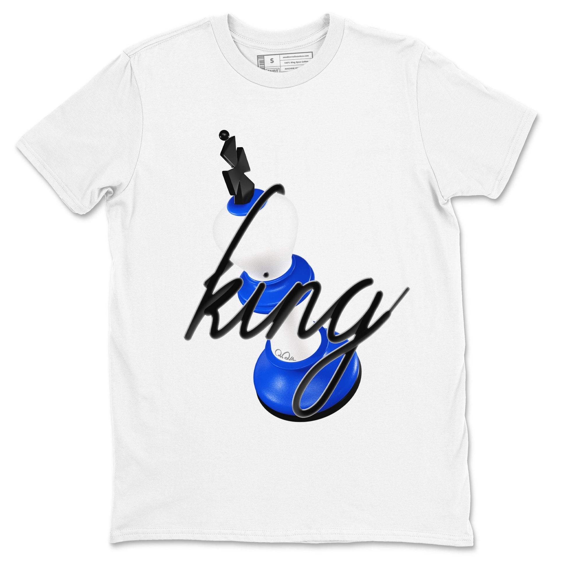 AJ1 Game Royal shirt to match jordans 3D King sneaker tees Air Jordan 1 Game Royal SNRT Sneaker Release Tees unisex cotton White 2 crew neck shirt