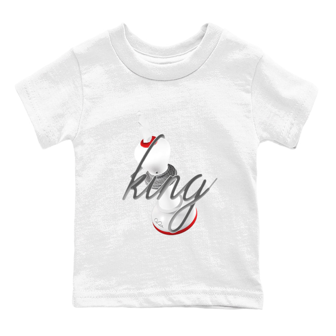 3s Cement Grey shirts to match jordans 3D King sneaker match tees Air Jordan 3 Cement Grey SNRT Sneaker Release Tees Youth Baby White 2 crew neck shirts