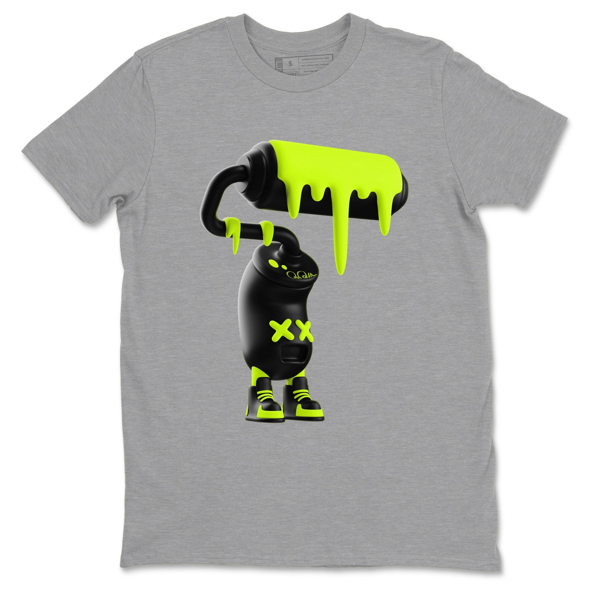 Foams One Black Volt shirts to match jordans 3D Paint Roller sneaker match tees Air Foamposite One Black and Volt match shoes to clothes SNRT Sneaker Tees unisex cotton Heather Grey 2 shirts
